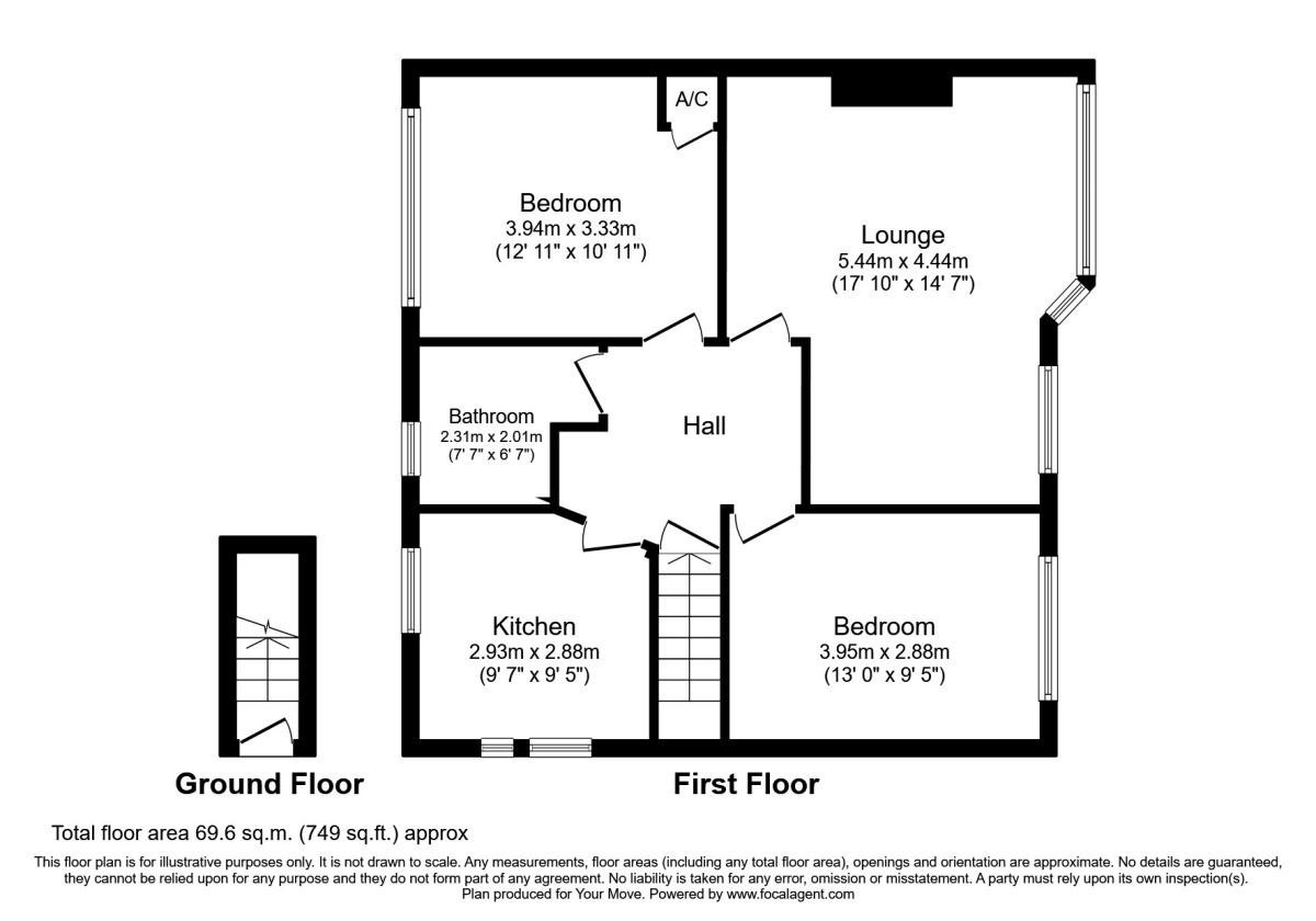 Floorplan of 2 bedroom  Flat to rent, Jockey Fields, Dudley, West Midlands, DY3