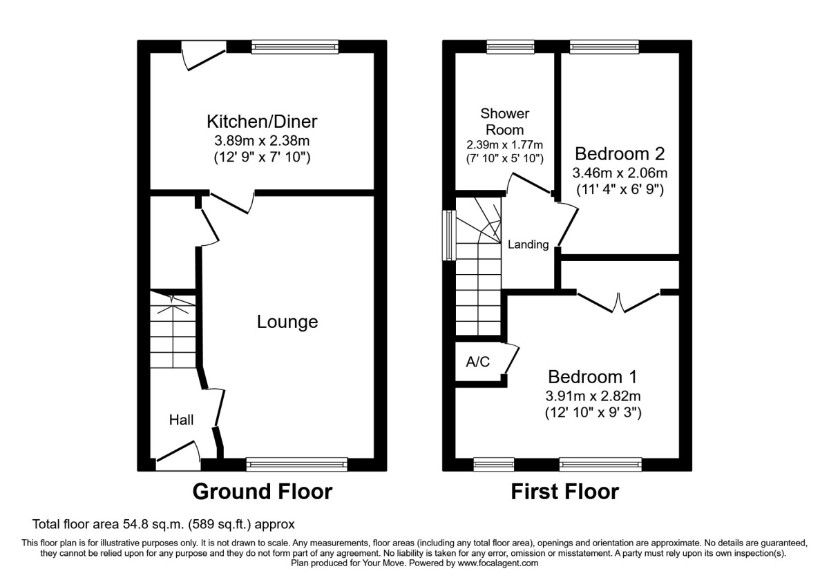 Floorplan of 2 bedroom Mid Terrace House to rent, Quenby Drive, Dudley, West Midlands, DY1
