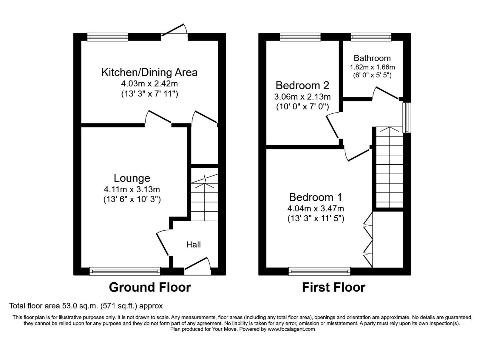 Floorplan of 2 bedroom Semi Detached House to rent, Bordeaux Close, Dudley, West Midlands, DY1