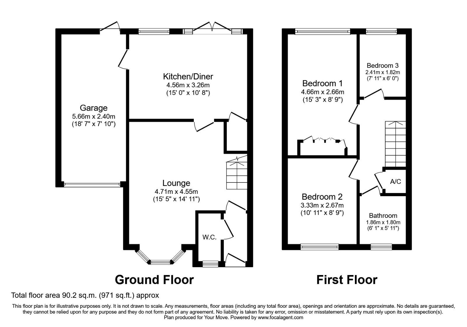 Floorplan of 3 bedroom Detached House to rent, Southern Close, Kingswinford, West Midlands, DY6