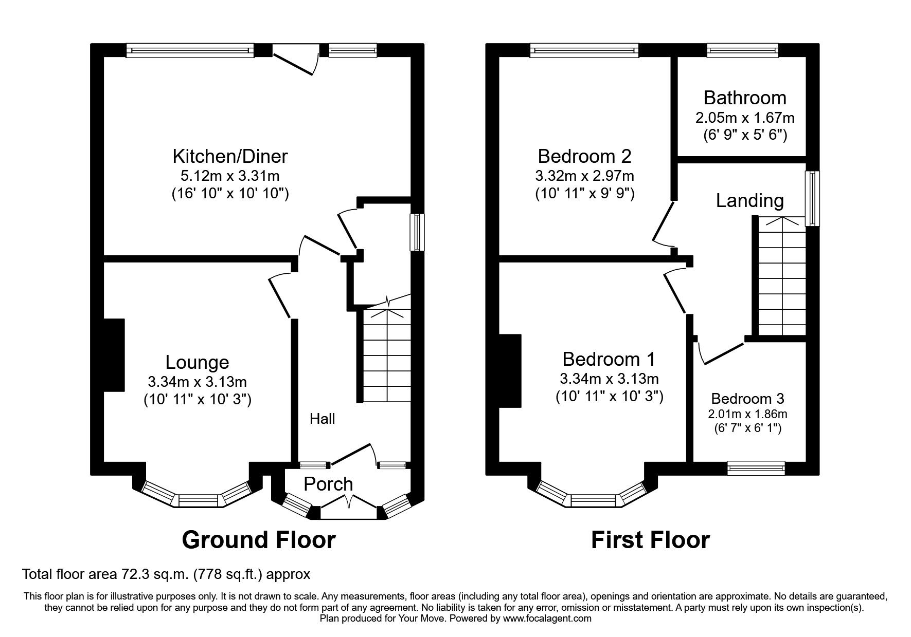 Floorplan of 3 bedroom Semi Detached House to rent, Brooklyn Grove, Bilston, West Midlands, WV14