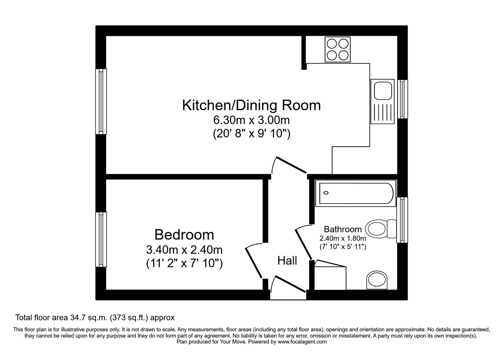 Floorplan of 1 bedroom  Flat to rent, Manifold Way, Wednesbury, West Midlands, WS10