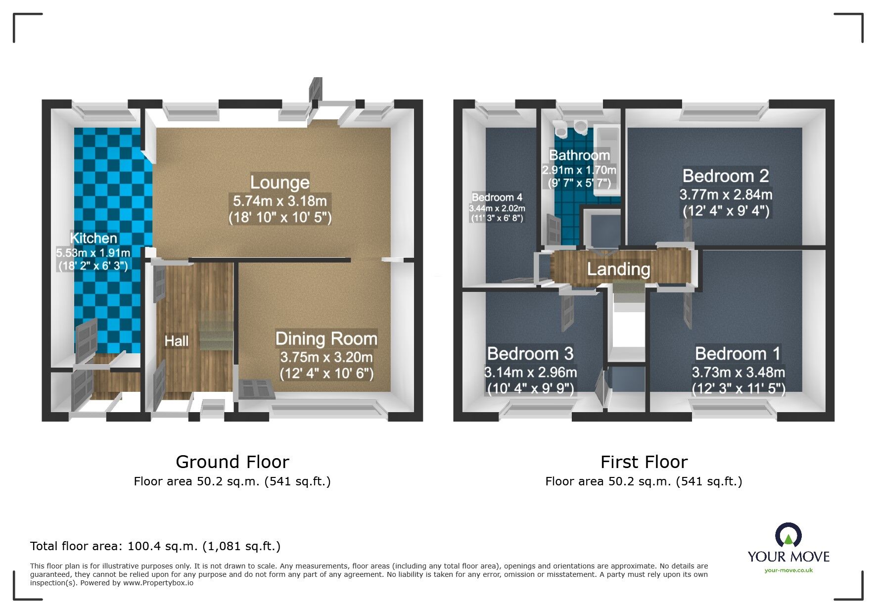 Floorplan of 4 bedroom Mid Terrace House for sale, Beech Green, Dudley, West Midlands, DY1