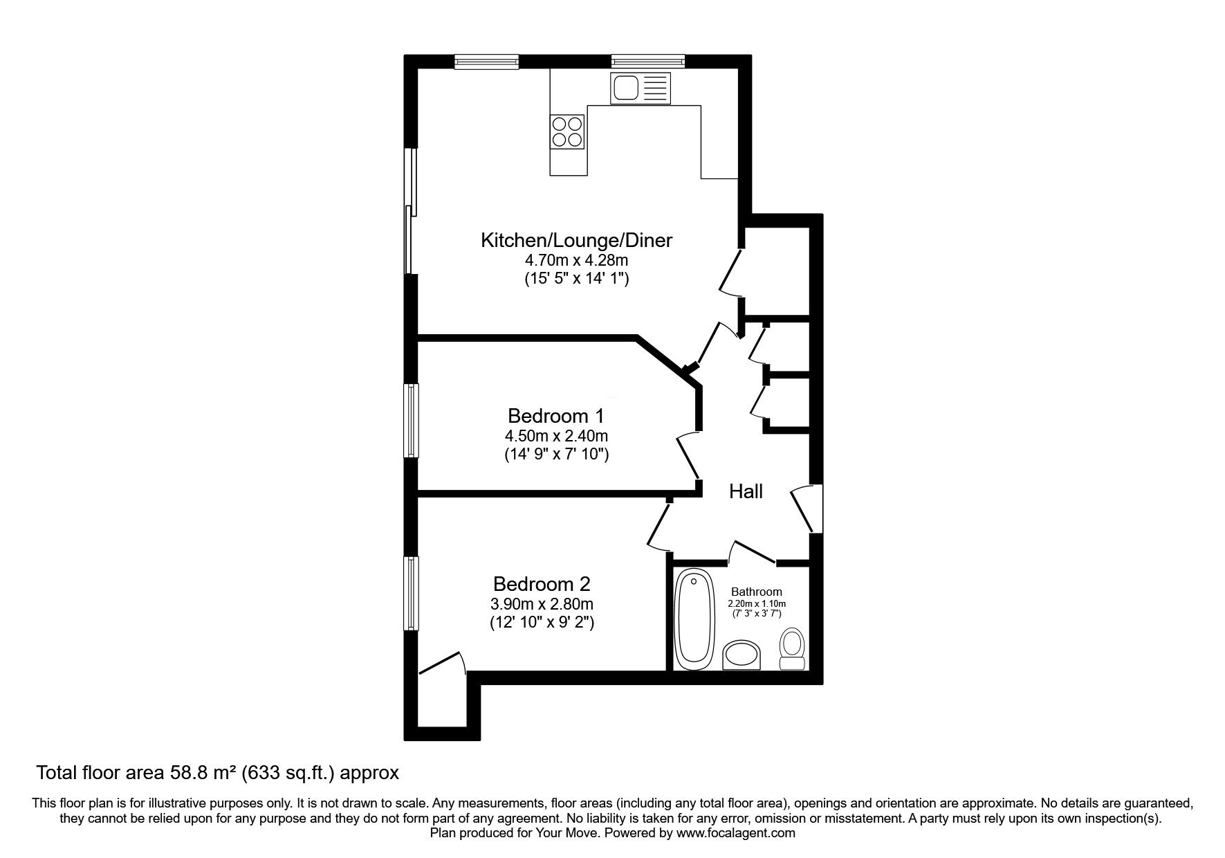 Floorplan of 2 bedroom  Flat for sale, Mehdi Road, Oldbury, West Midlands, B69