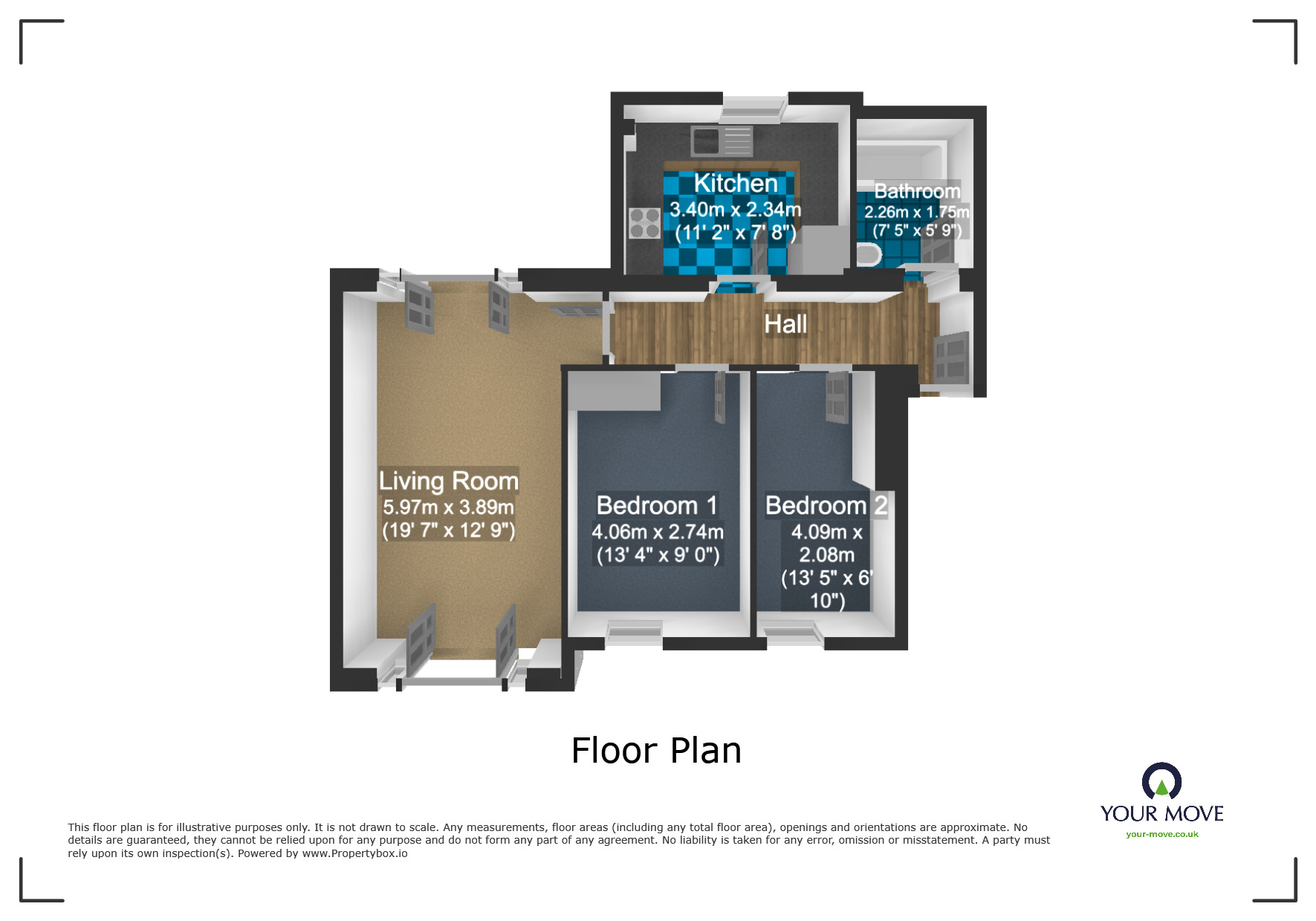 Floorplan of 2 bedroom  Flat for sale, Harper Grove, Tipton, West Midlands, DY4