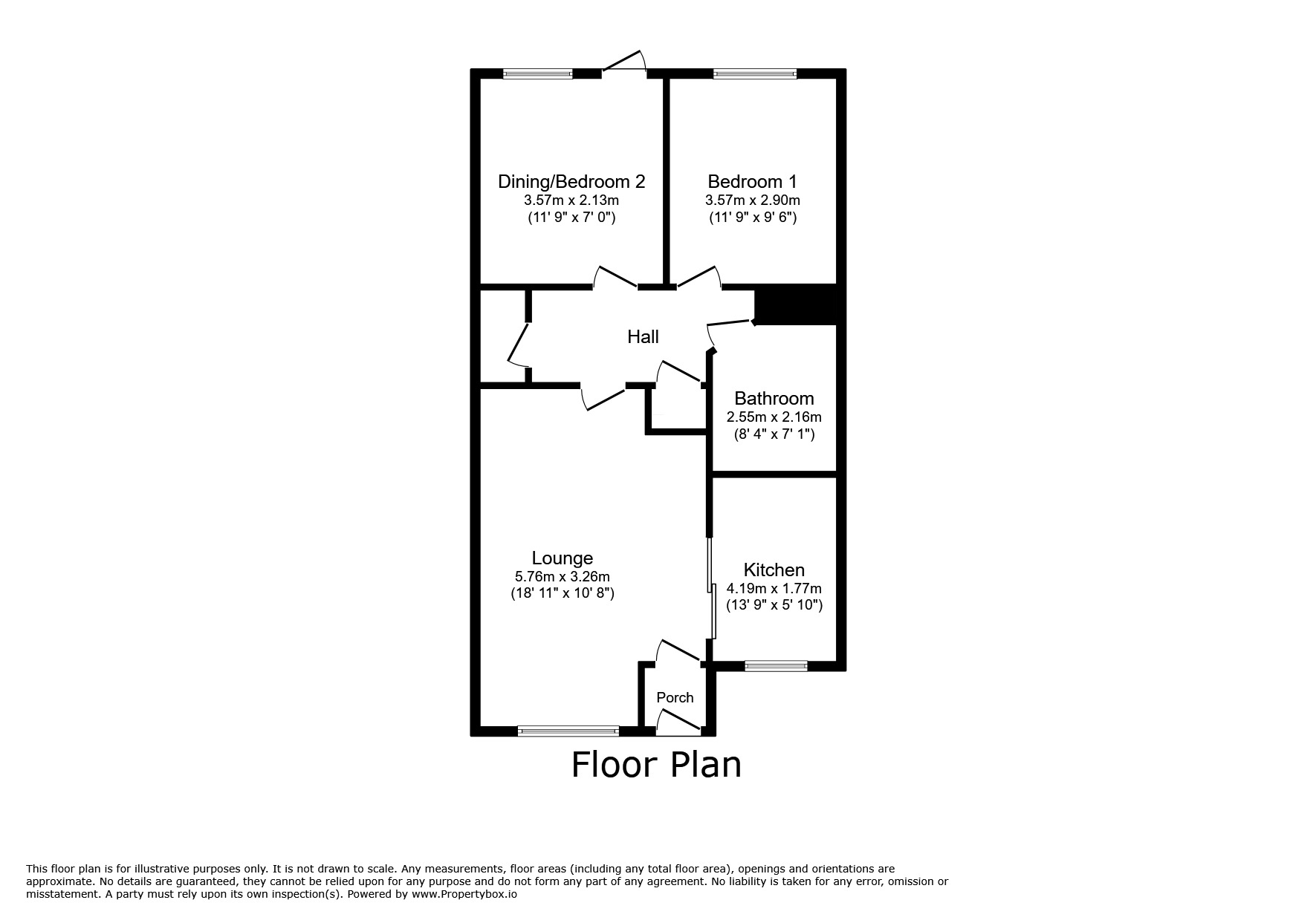 Floorplan of 2 bedroom Mid Terrace Bungalow for sale, Chatwins Wharf, Tipton, West Midlands, DY4