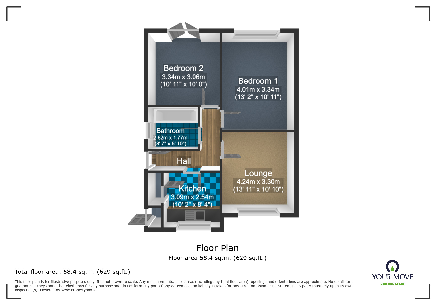 Floorplan of 2 bedroom Semi Detached Bungalow for sale, Walton Close, Rowley Regis, West Midlands, B65