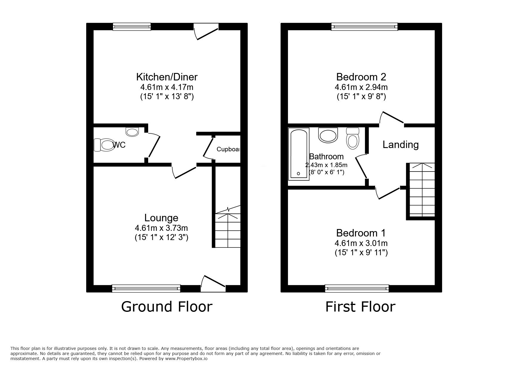 Floorplan of 2 bedroom Mid Terrace House for sale, Shearing Close, Dudley, West Midlands, DY1
