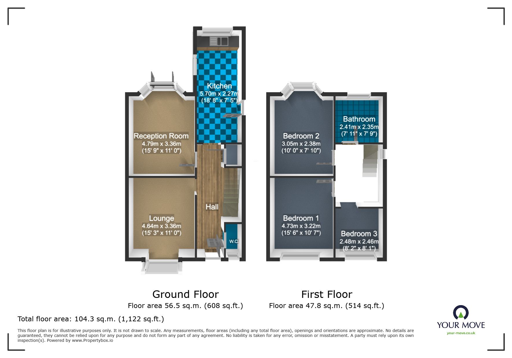 Floorplan of 3 bedroom Semi Detached House for sale, Richmond Road, Dudley, West Midlands, DY2