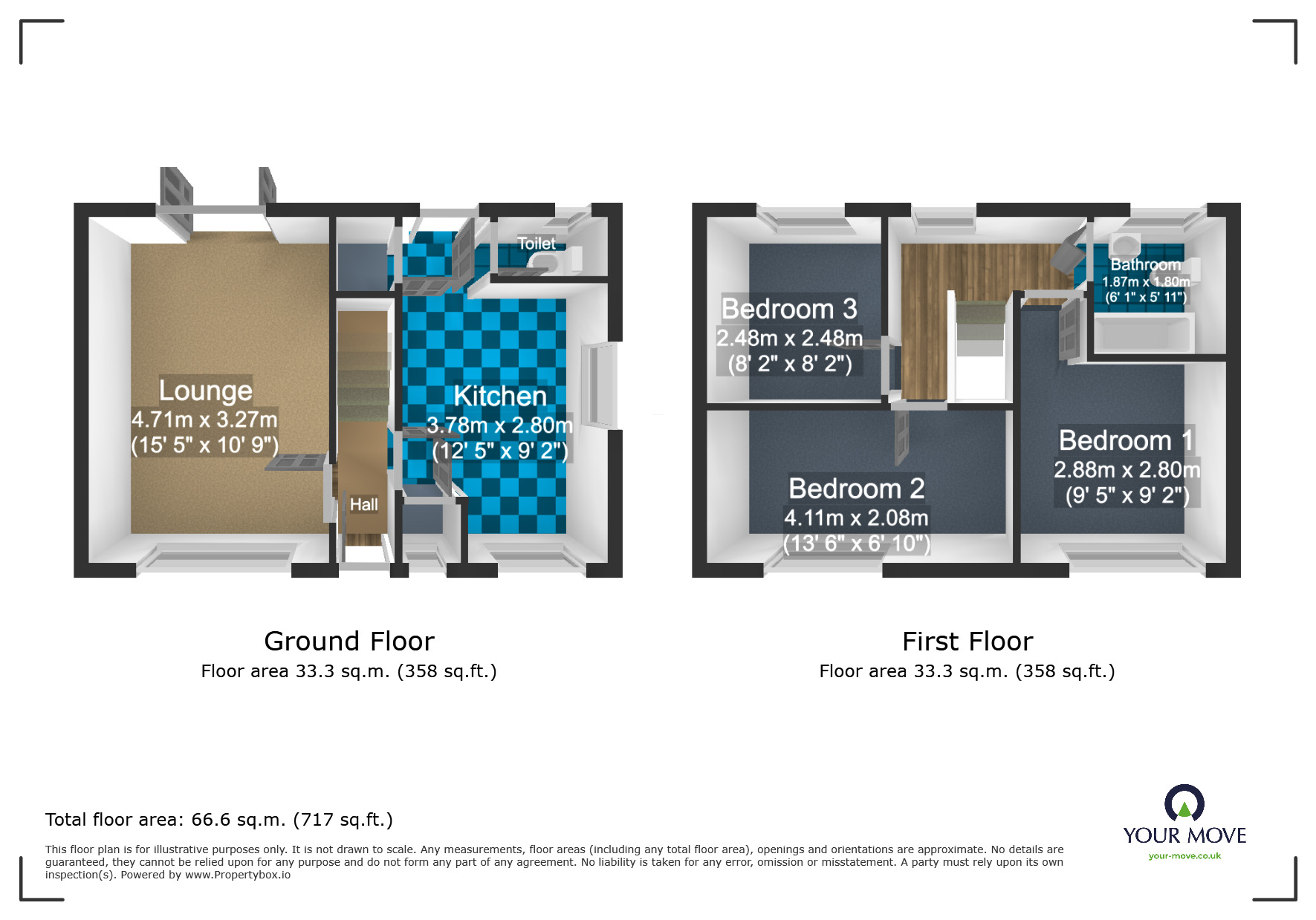 Floorplan of 3 bedroom Semi Detached House for sale, Wood Road, Lower Gornal, West Midlands, DY3
