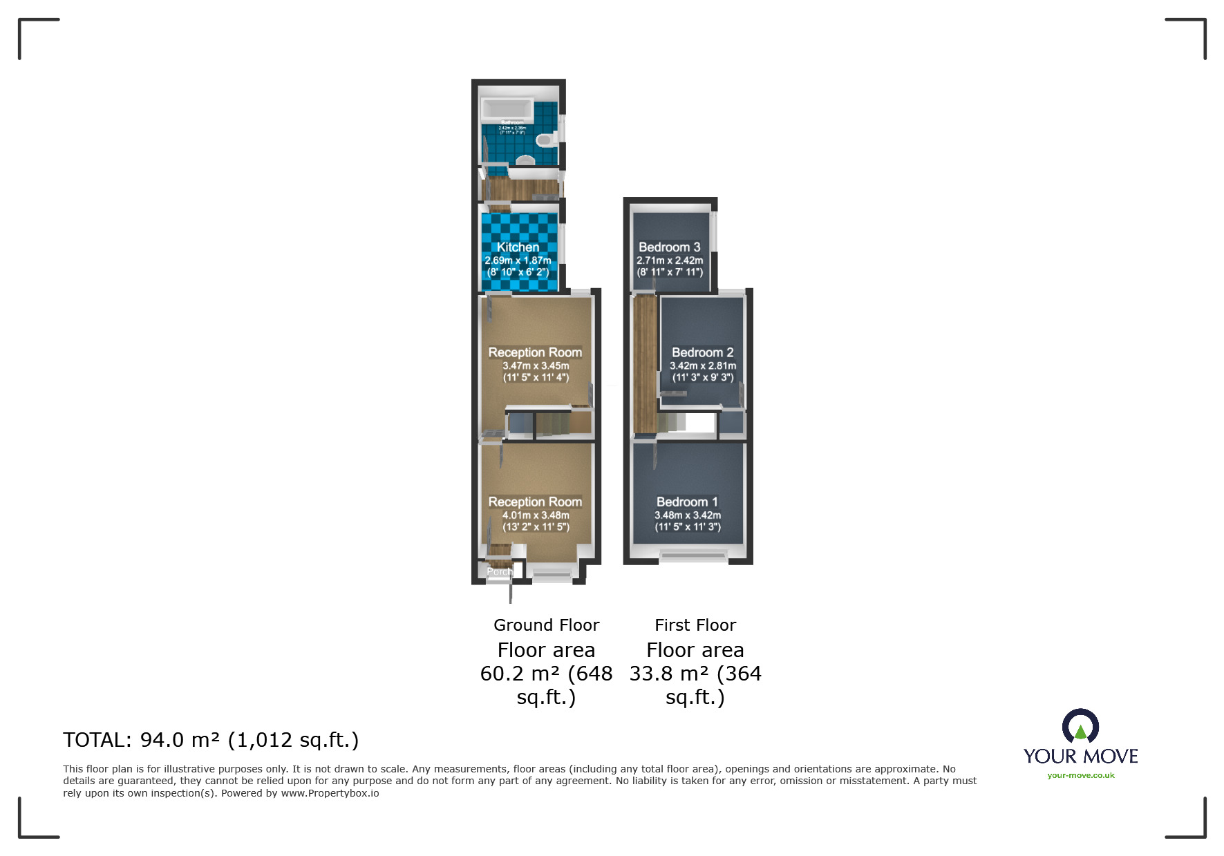 Floorplan of 3 bedroom Mid Terrace House for sale, Occupation Street, Dudley, West Midlands, DY1