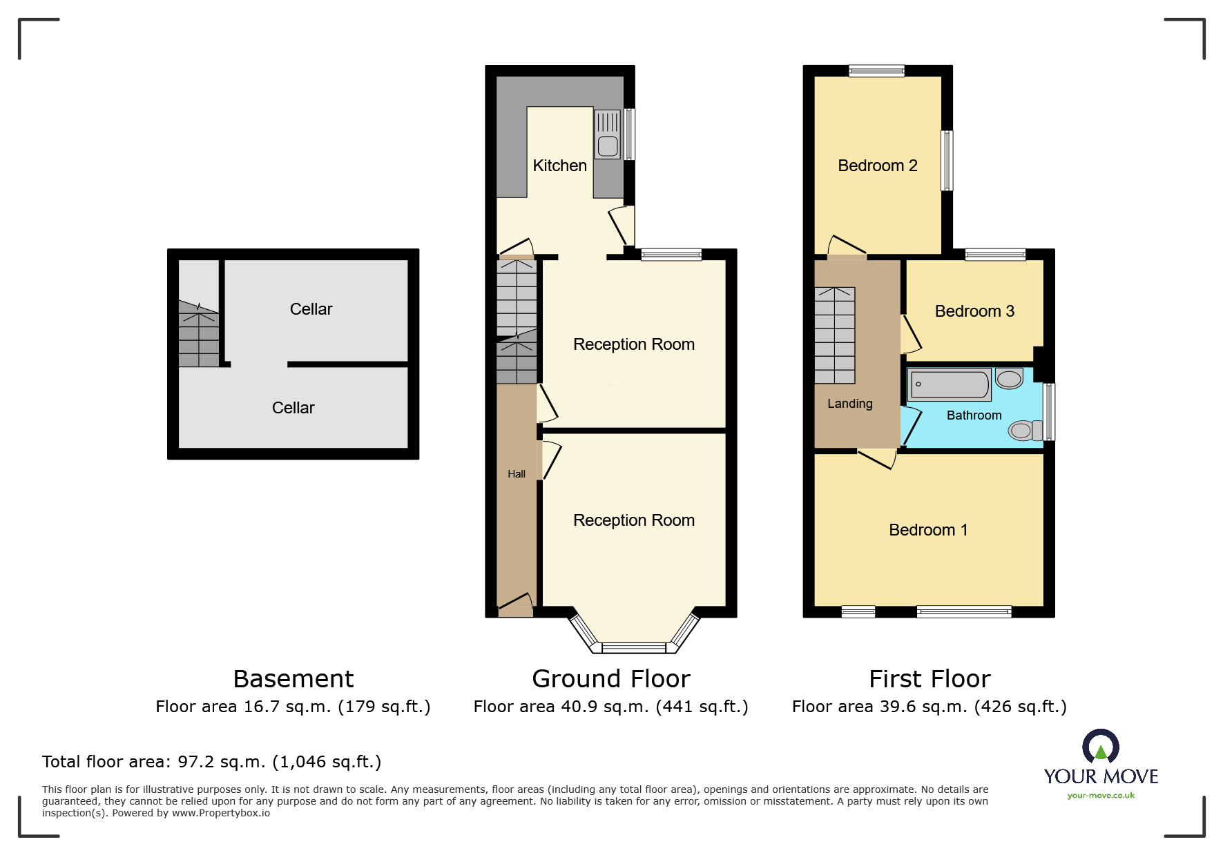 Floorplan of 3 bedroom Semi Detached House for sale, Westley Street, Dudley, West Midlands, DY1