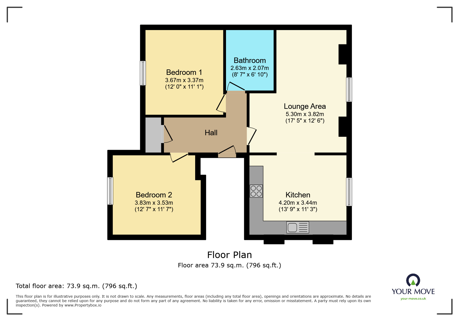 Floorplan of 2 bedroom  Flat for sale, St. James's Road, Dudley, West Midlands, DY1