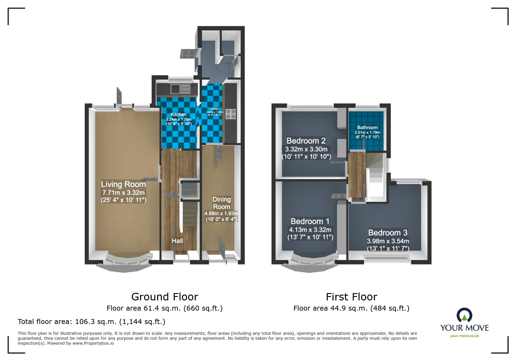 Floorplan of 3 bedroom Semi Detached House for sale, Westfield Road, Dudley, West Midlands, DY2