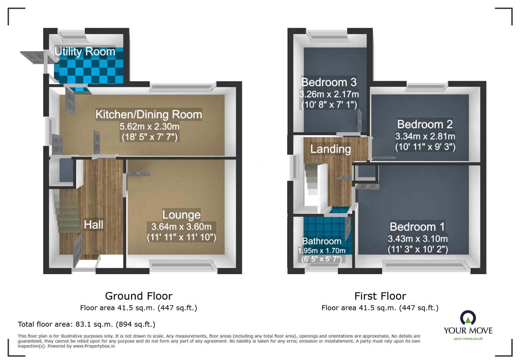 Floorplan of 3 bedroom Semi Detached House for sale, Tudor Road, Dudley, West Midlands, DY3