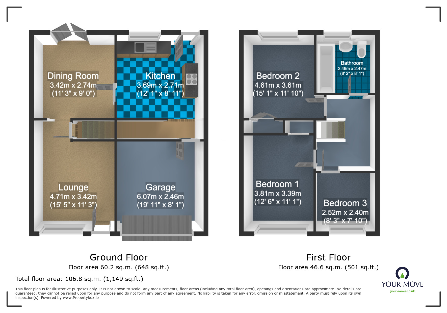 Floorplan of 3 bedroom End Terrace House for sale, Ruiton Street, Lower Gornal, Dudley, DY3