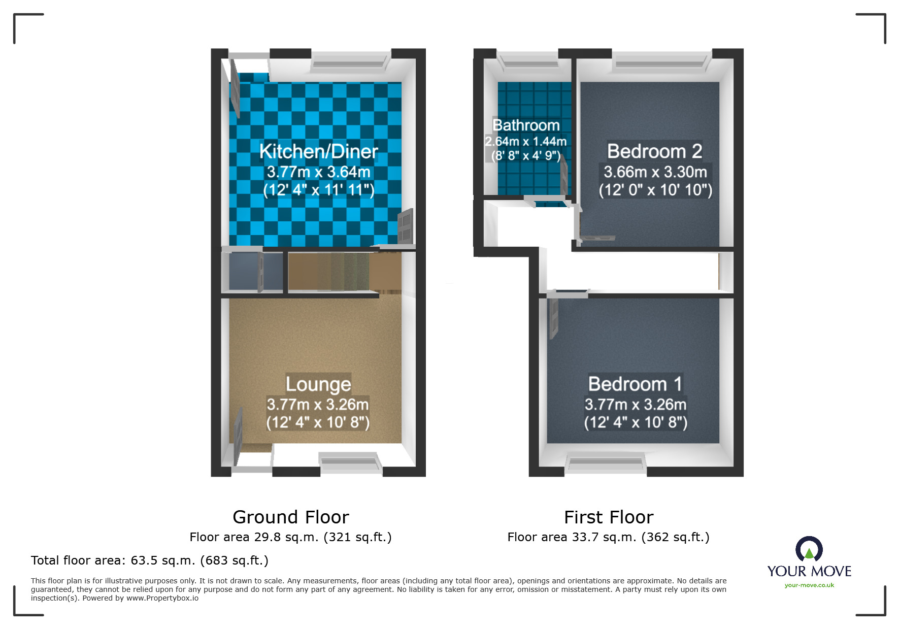 Floorplan of 2 bedroom Semi Detached House for sale, Grange Road, Dudley, West Midlands, DY1