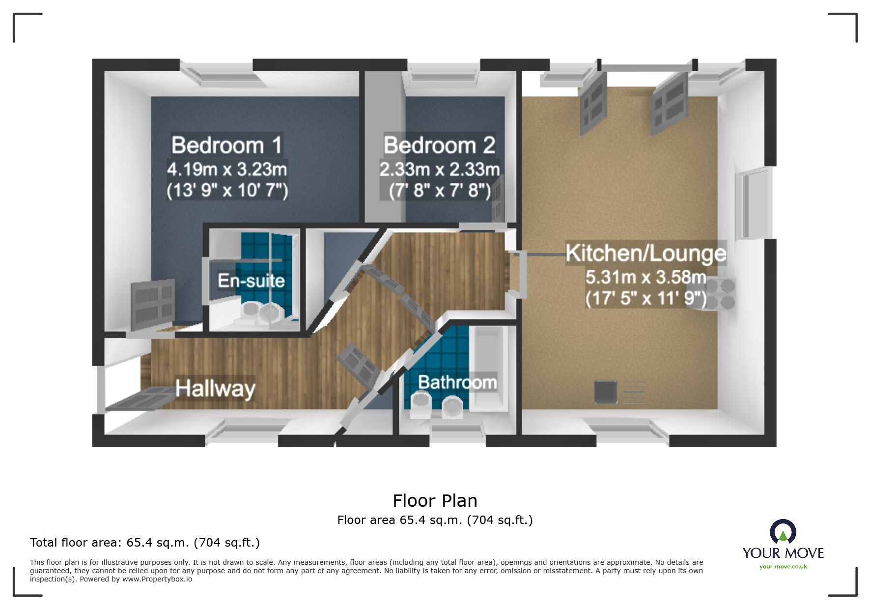 Floorplan of 2 bedroom  Flat for sale, Field Sidings Way, Kingswinford, West Midlands, DY6