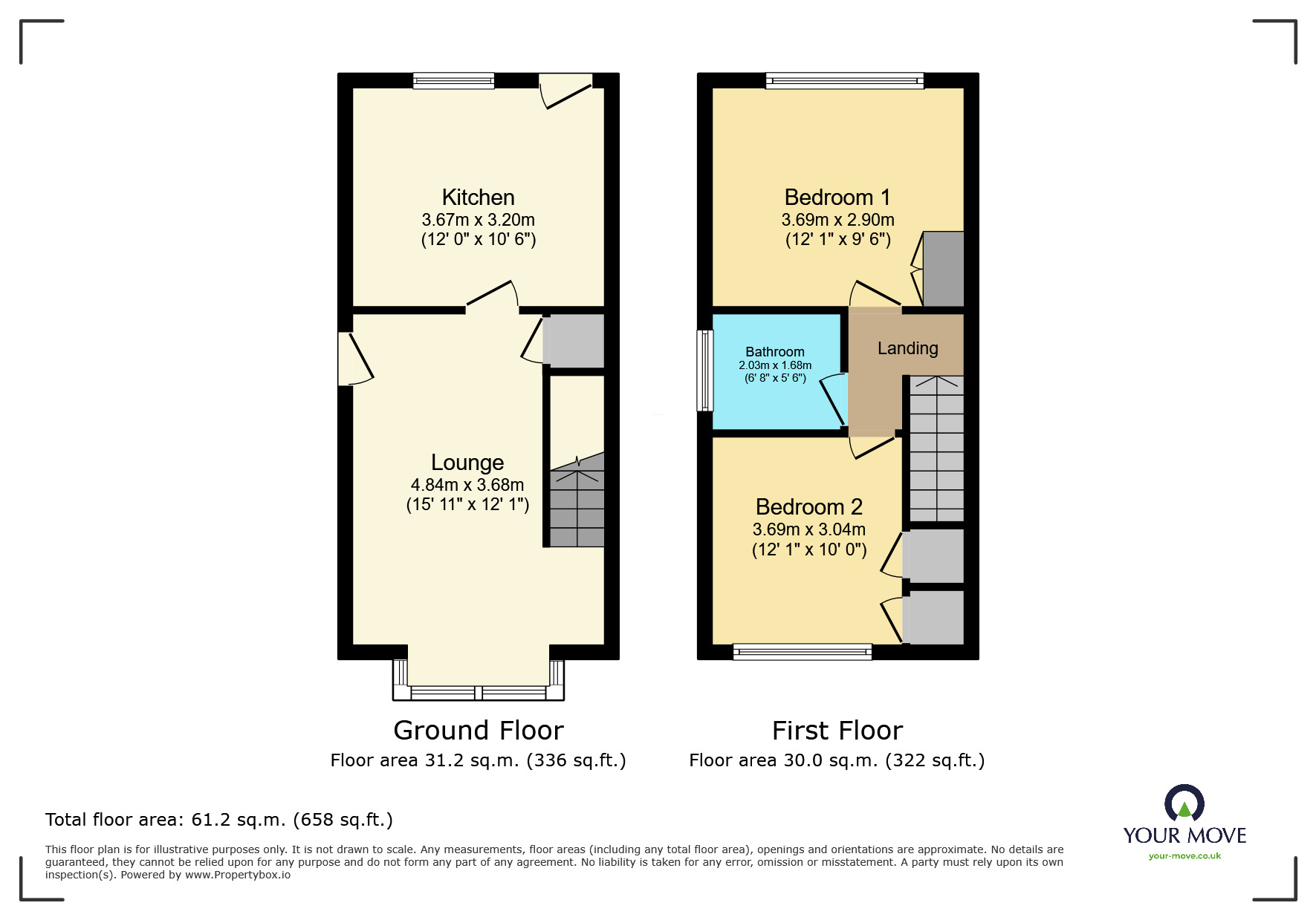 Floorplan of 2 bedroom Semi Detached House for sale, Beaumaris Close, Dudley, West Midlands, DY1