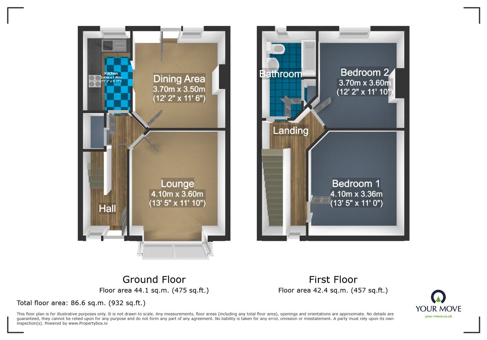 Floorplan of 2 bedroom Mid Terrace Flat to rent, Norman Street, Dudley, West Midlands, DY2