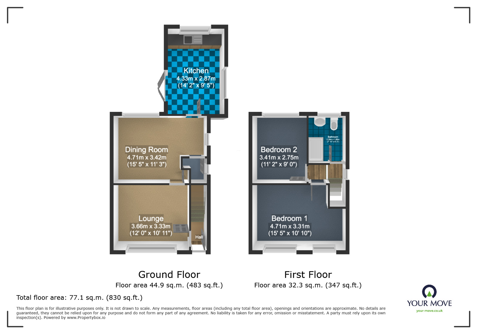 Floorplan of 2 bedroom Semi Detached House for sale, Darbys Hill Road, Tividale, West Midlands, B69