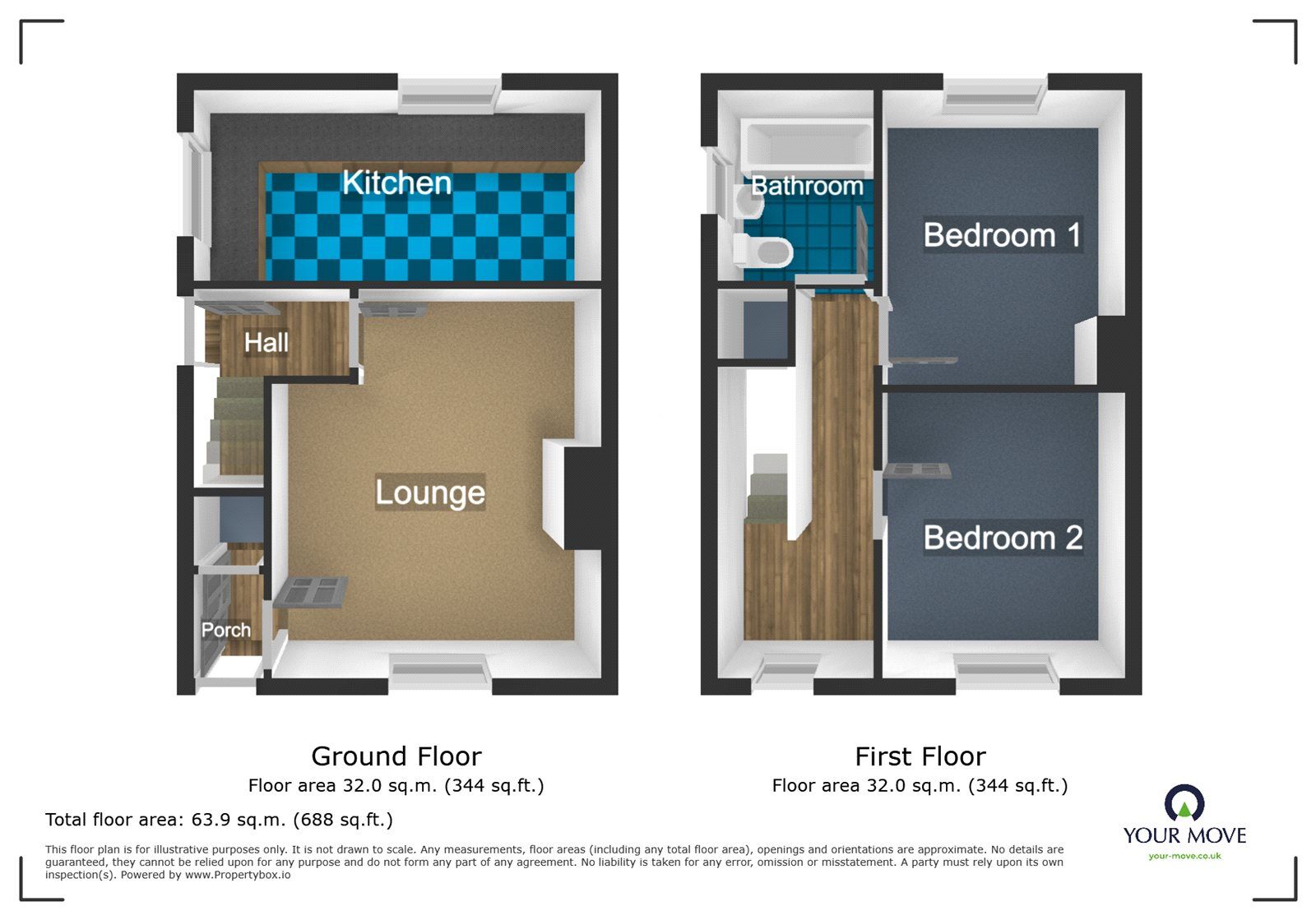 Floorplan of 2 bedroom Semi Detached House to rent, Portway Road, Rowley Regis, West Midlands, B65