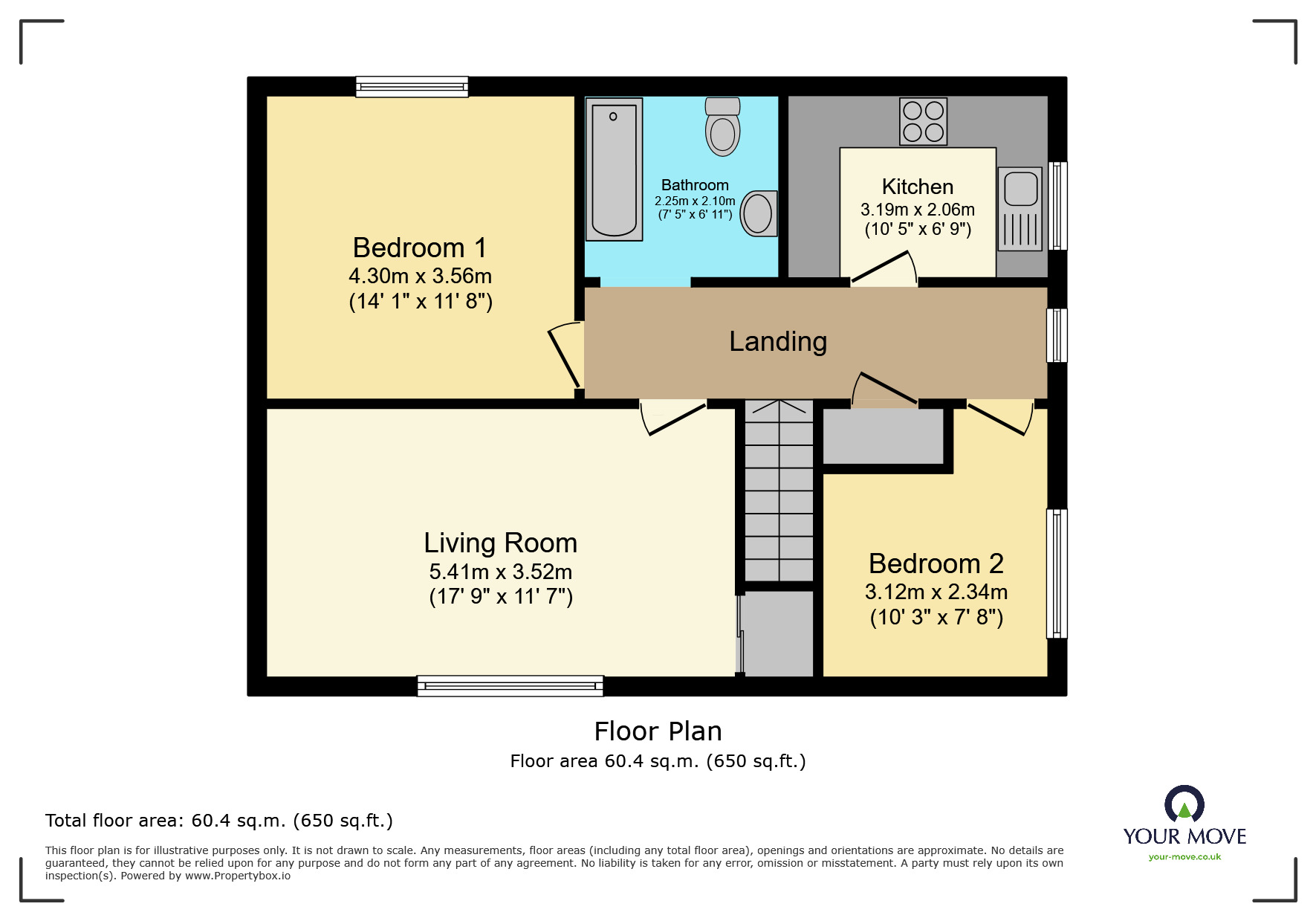 Floorplan of 2 bedroom  Flat for sale, Glaslyn Avenue, Rowley Regis, B65