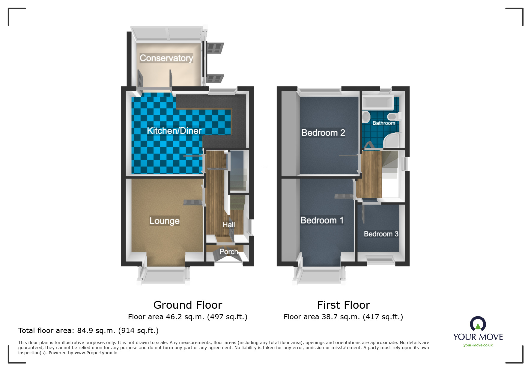 Floorplan of 3 bedroom Semi Detached House for sale, Elm Terrace, Tividale, West Midlands, B69