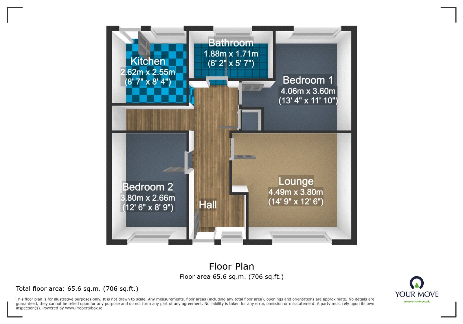Floorplan of 2 bedroom  Flat to rent, Orchard Grove, Lower Gornal, Dudley, DY3