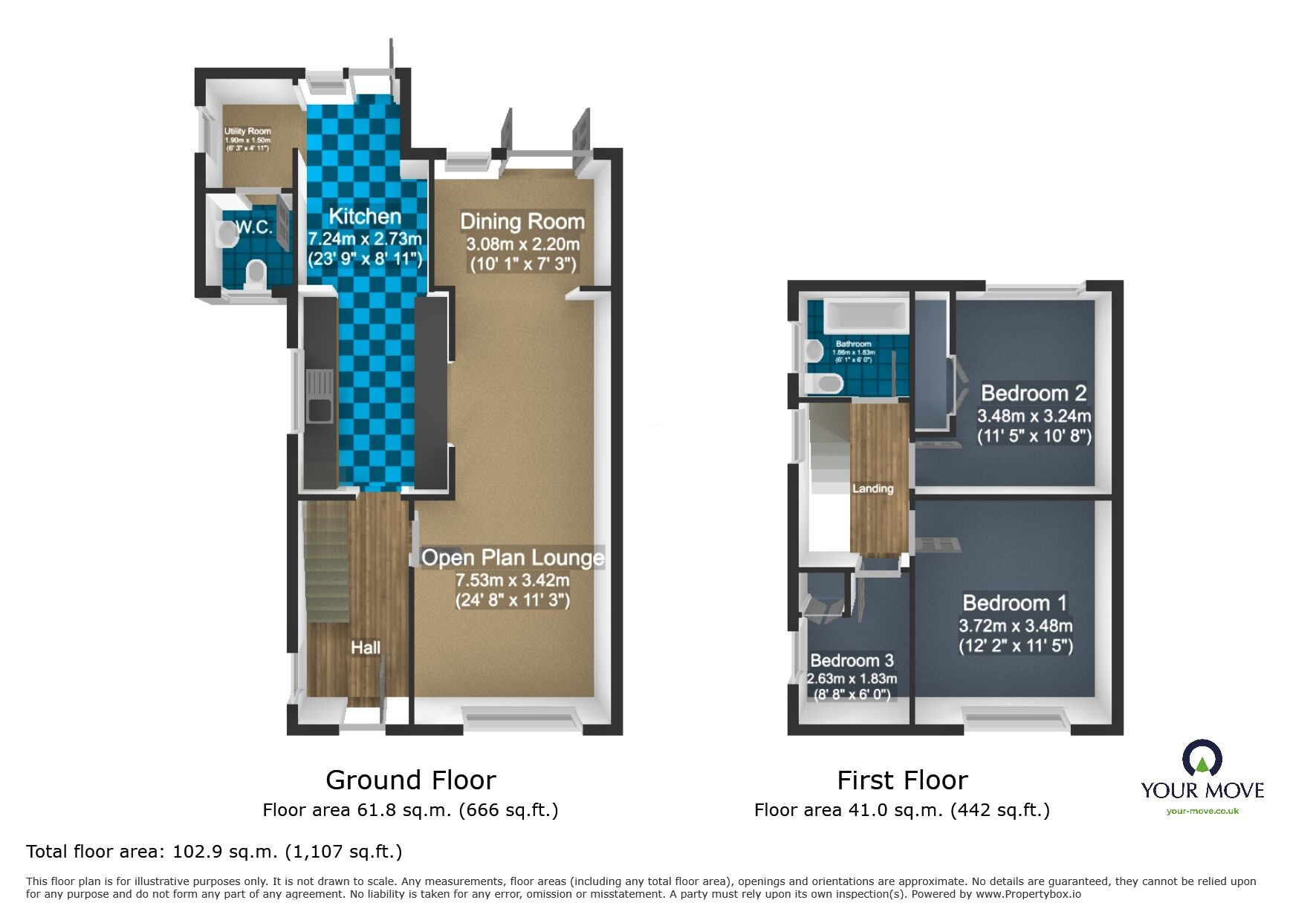 Floorplan of 3 bedroom Semi Detached House for sale, Vanborough Walk, Dudley, DY1