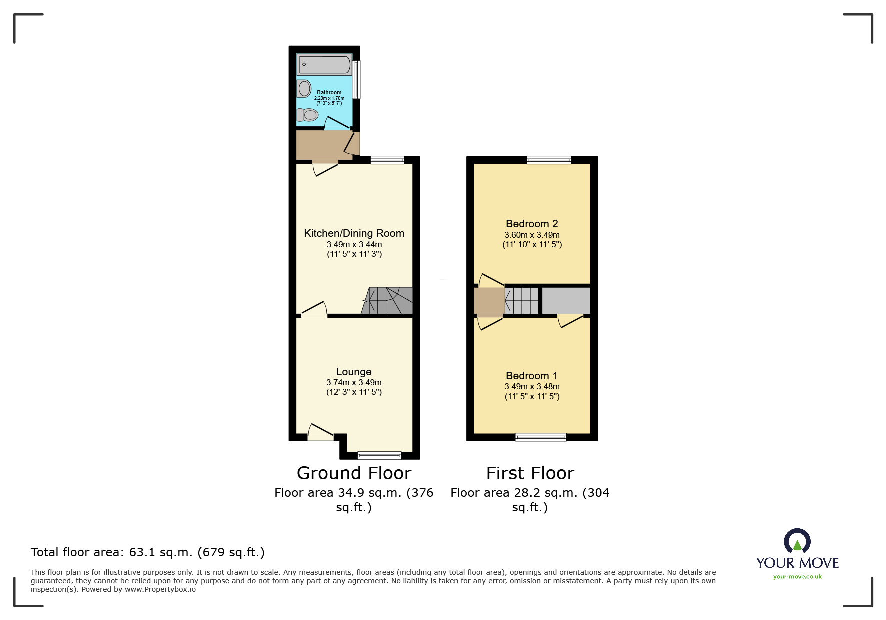 Floorplan of 2 bedroom Mid Terrace House for sale, Occupation Street, Dudley, West Midlands, DY1
