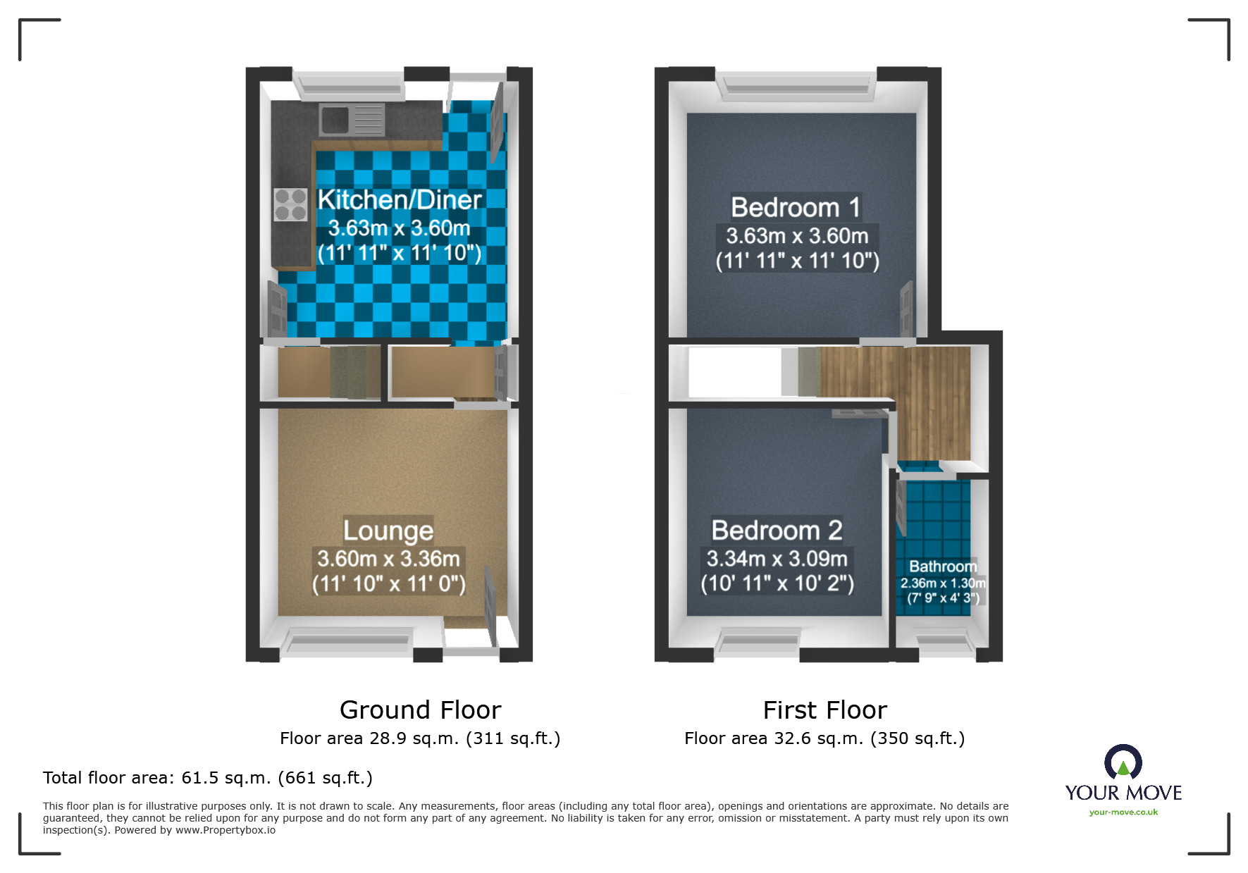 Floorplan of 2 bedroom Semi Detached House for sale, Grange Road, Dudley, West Midlands, DY1