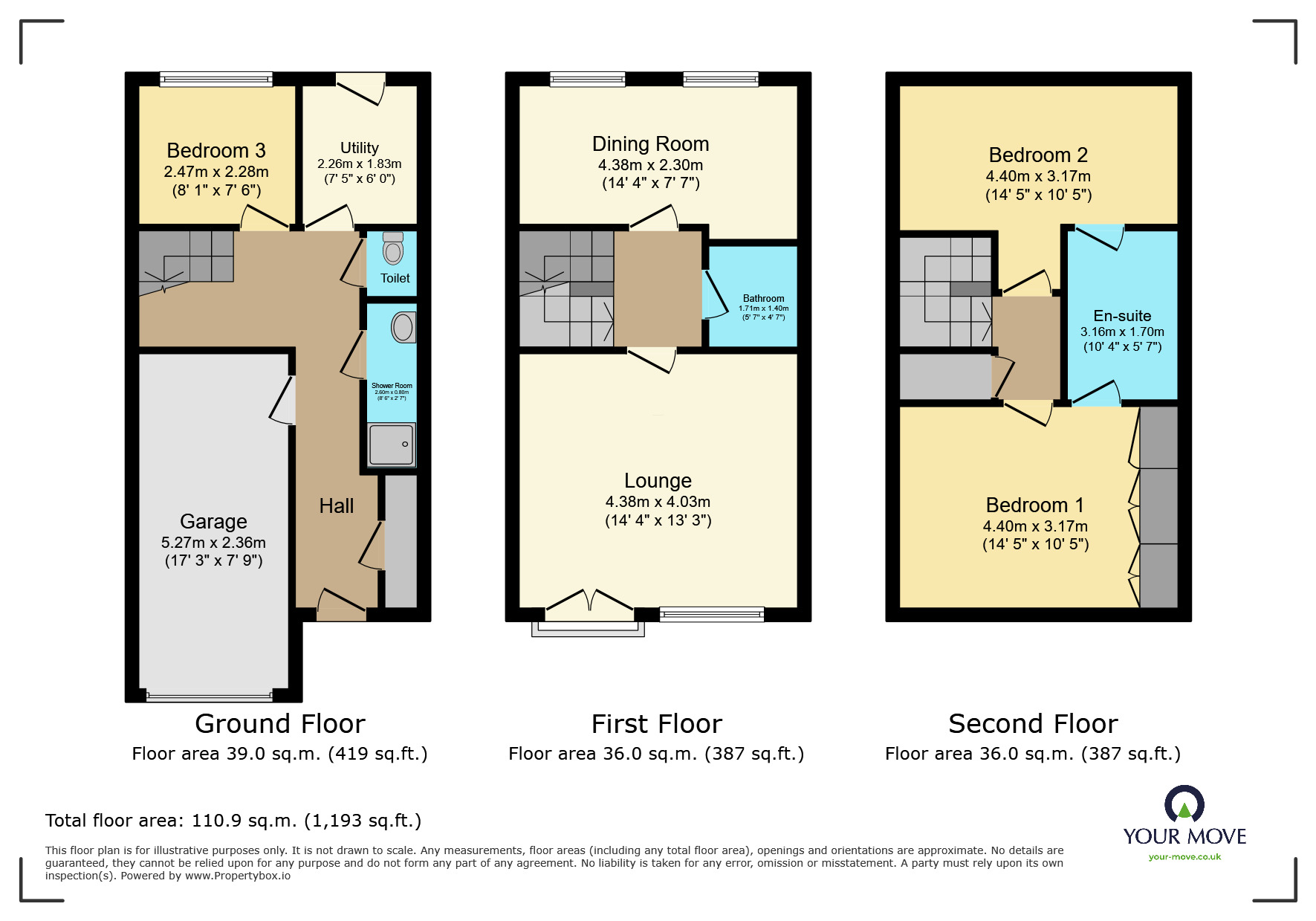 Floorplan of 3 bedroom Mid Terrace House for sale, Wades Close, Tipton, West Midlands, DY4