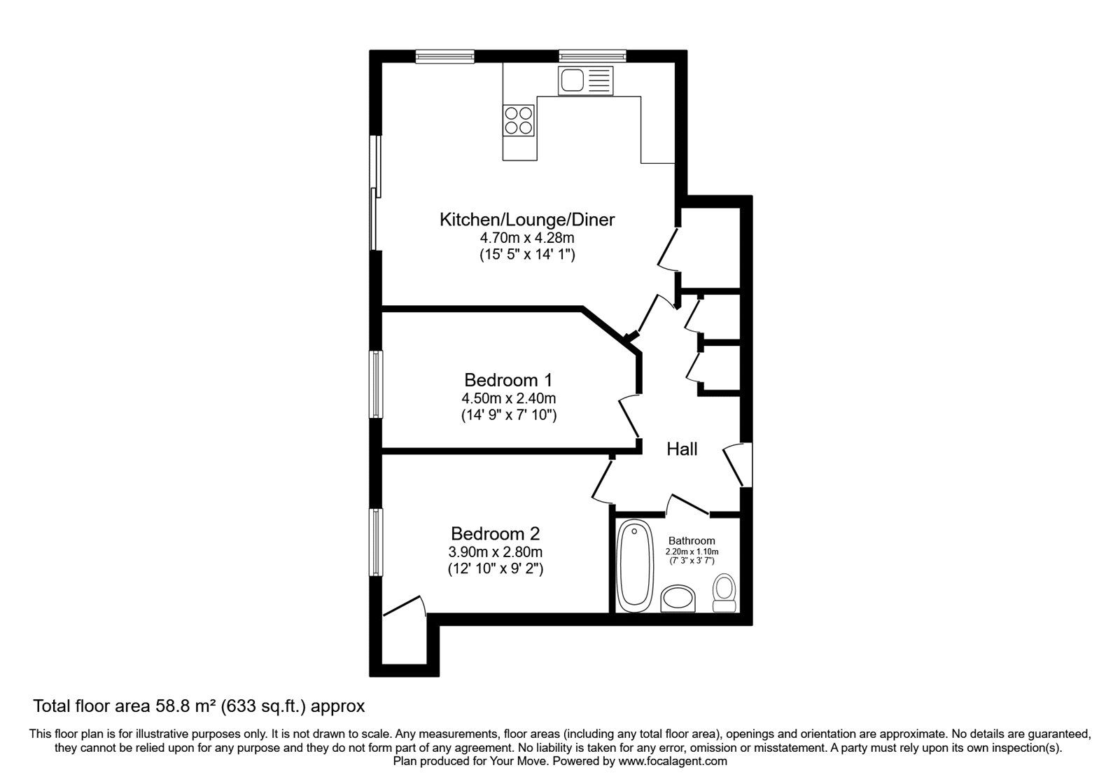 Floorplan of 2 bedroom  Flat to rent, Mehdi Road, Oldbury, West Midlands, B69