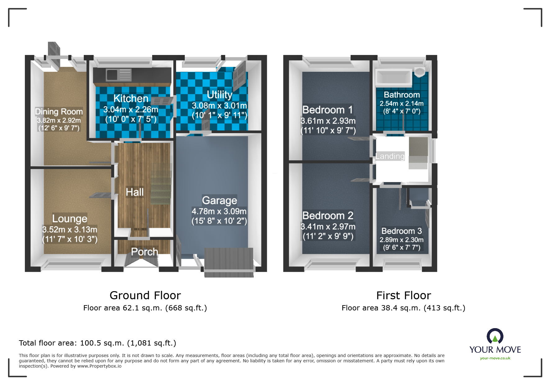 Floorplan of 3 bedroom Semi Detached House for sale, Redwood Avenue, Dudley, West Midlands, DY1