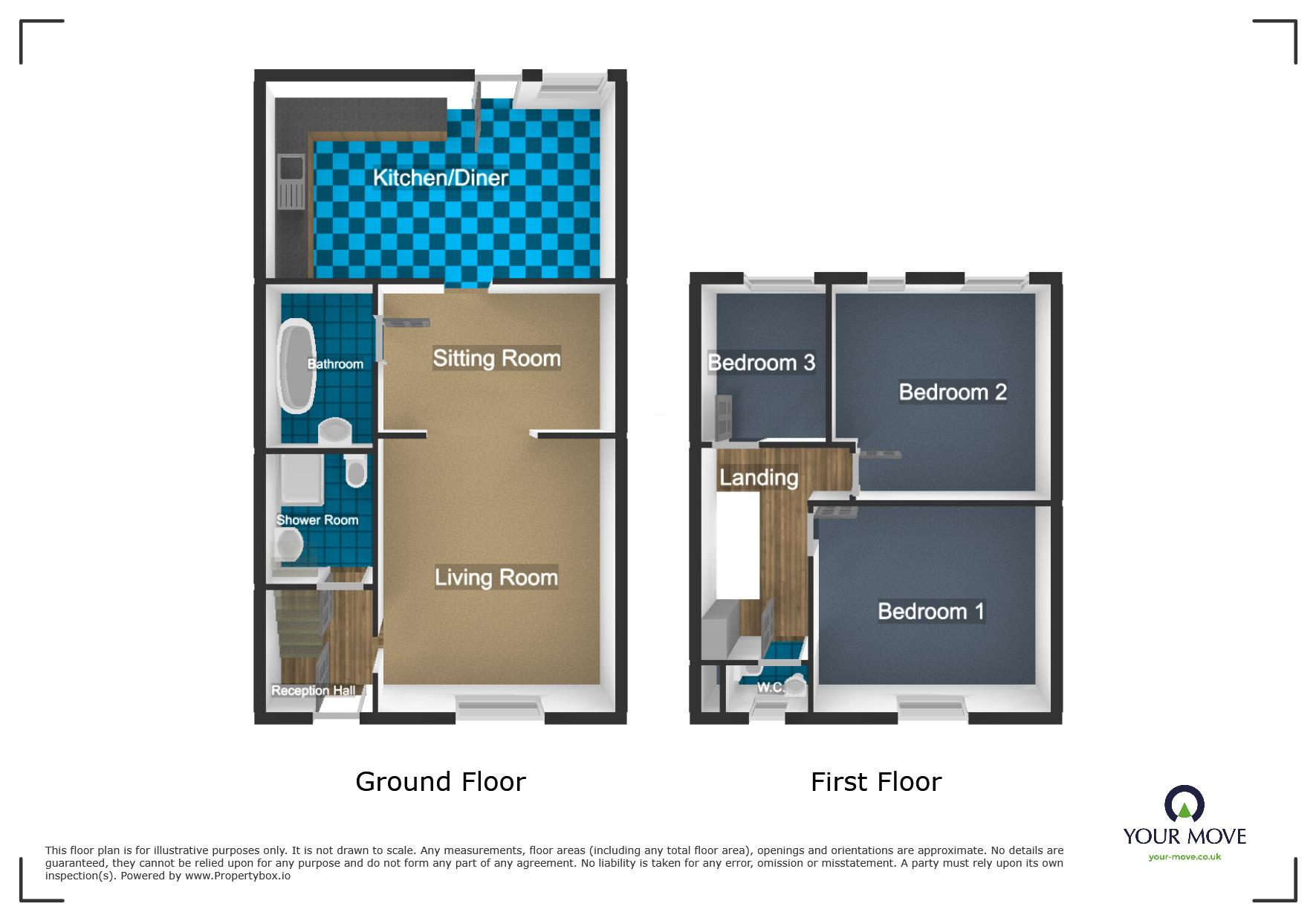 Floorplan of 3 bedroom Semi Detached House for sale, Laburnum Road, Dudley, West Midlands, DY1