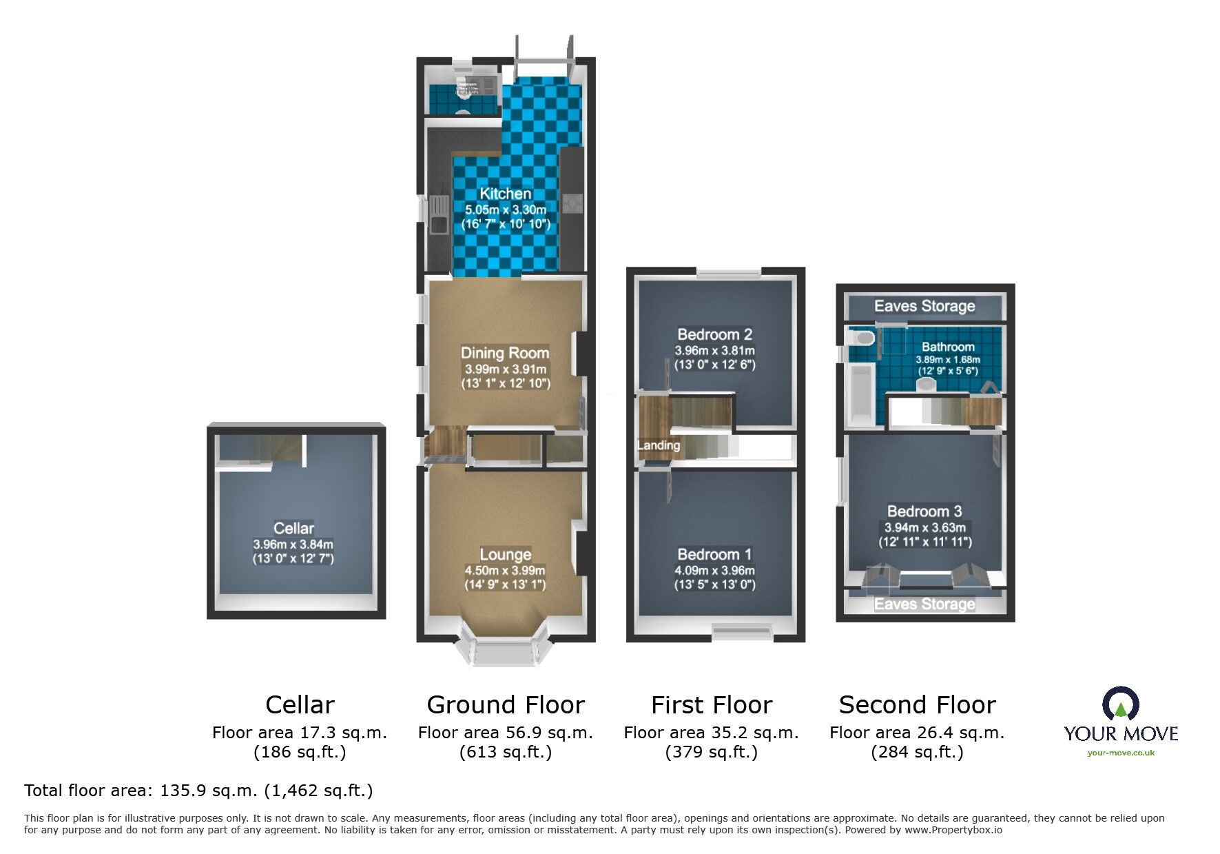 Floorplan of 3 bedroom Semi Detached House for sale, Green Lanes, Bilston, West Midlands, WV14