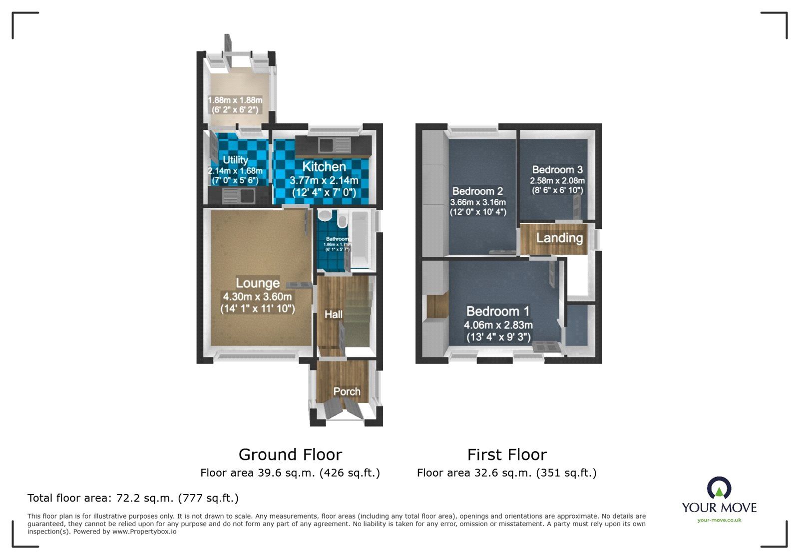 Floorplan of 3 bedroom End Terrace House for sale, Malvern Crescent, Dudley, West Midlands, DY2