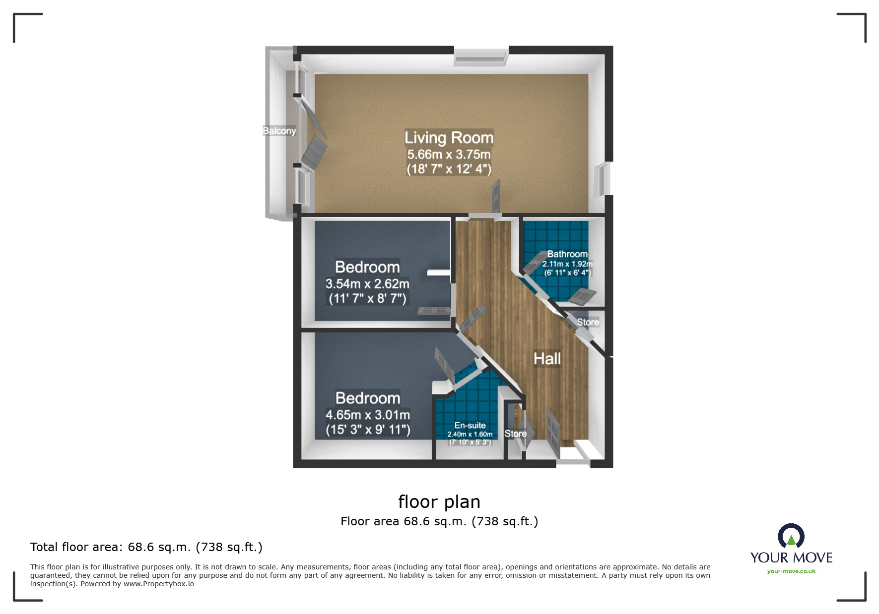Floorplan of 2 bedroom  Flat for sale, Attingham Drive, Dudley, West Midlands, DY1