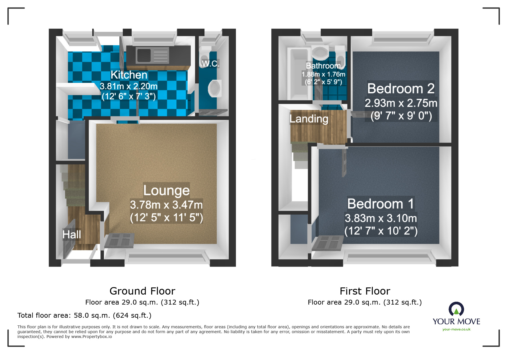 Floorplan of 2 bedroom Mid Terrace House for sale, Holly Road, Dudley, West Midlands, DY1