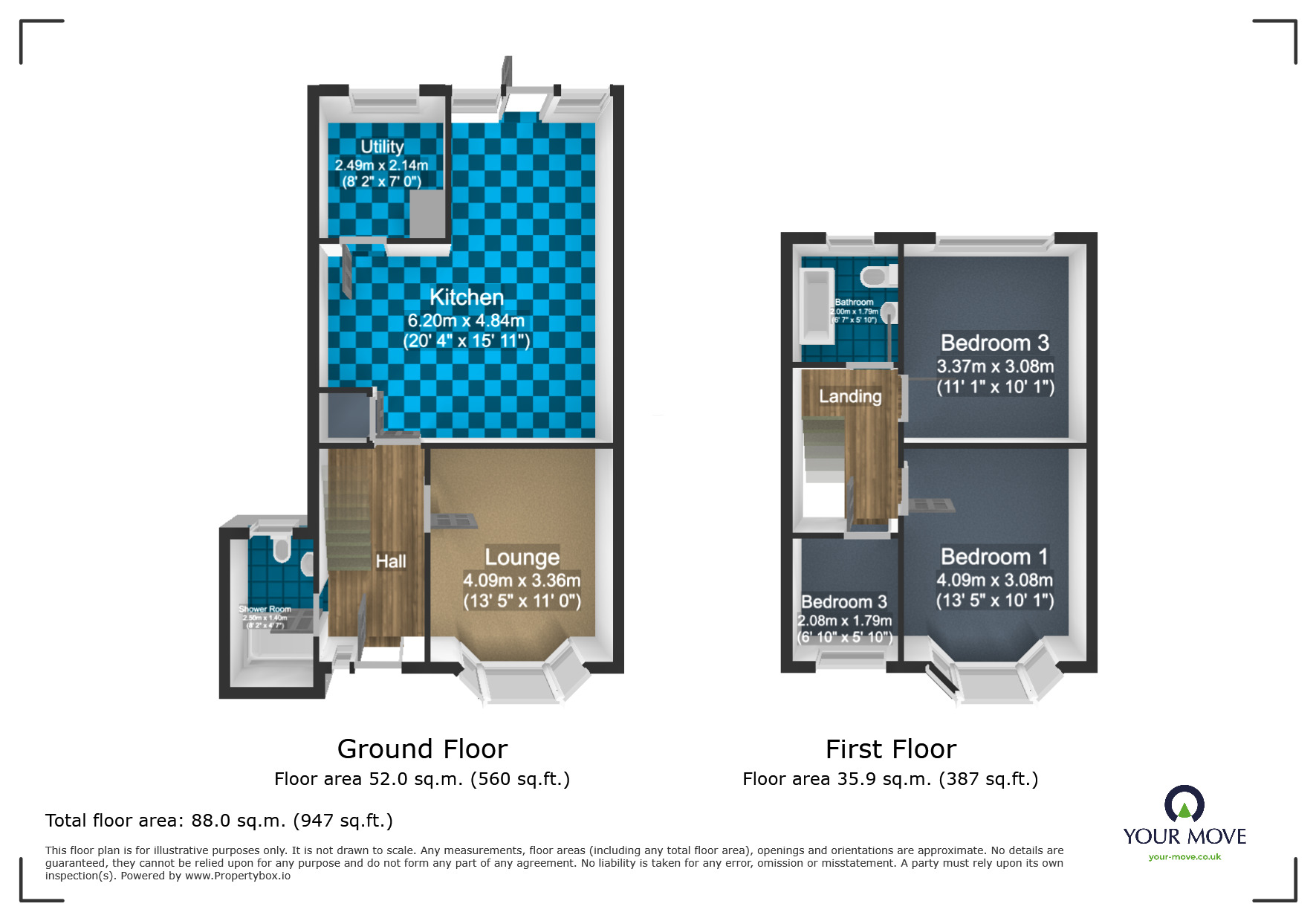Floorplan of 3 bedroom Semi Detached House for sale, Tansley Hill Avenue, Dudley, West Midlands, DY2