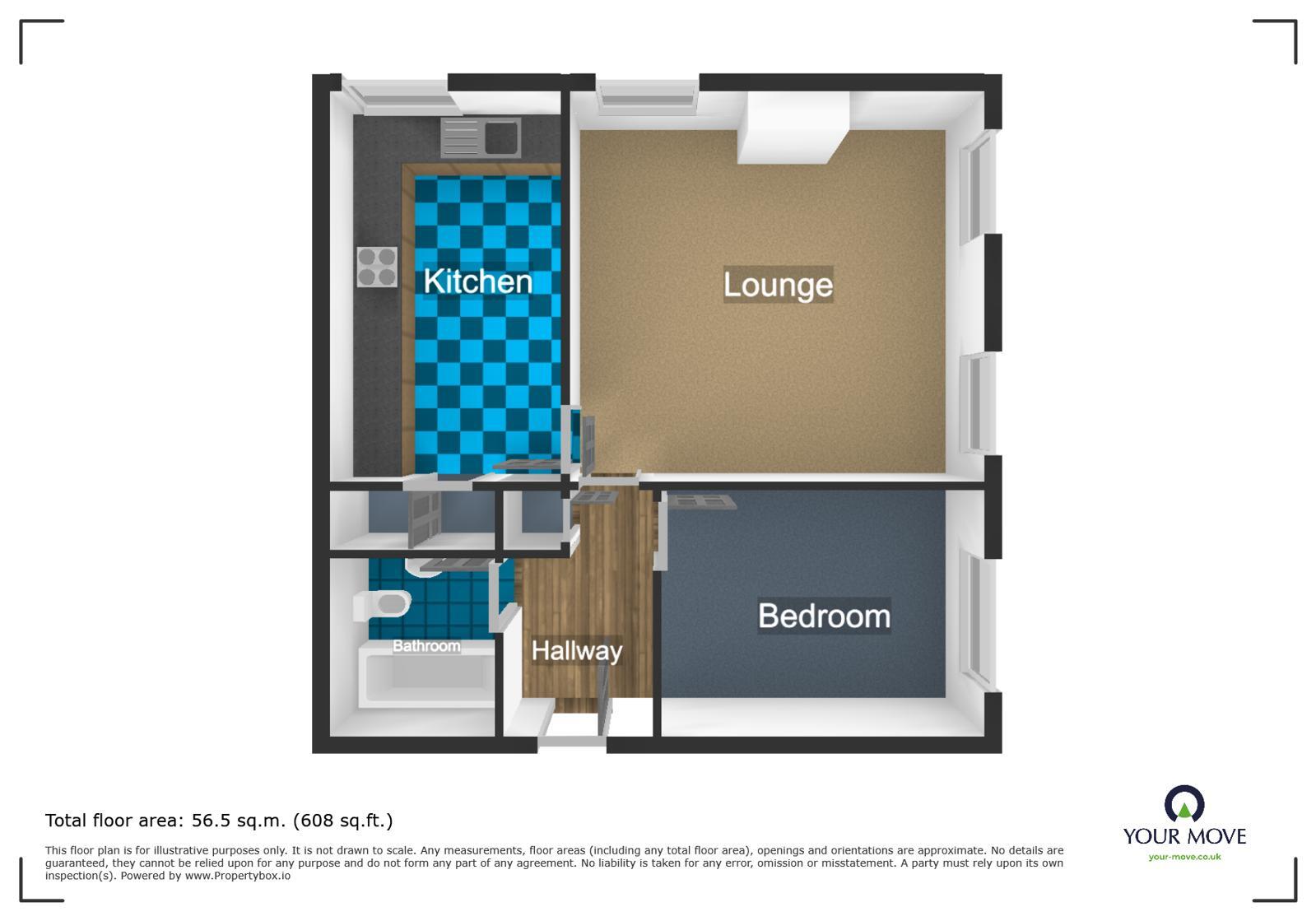 Floorplan of 1 bedroom Flat for sale, Victoria Gardens, Cradley Heath, West Midlands, B64