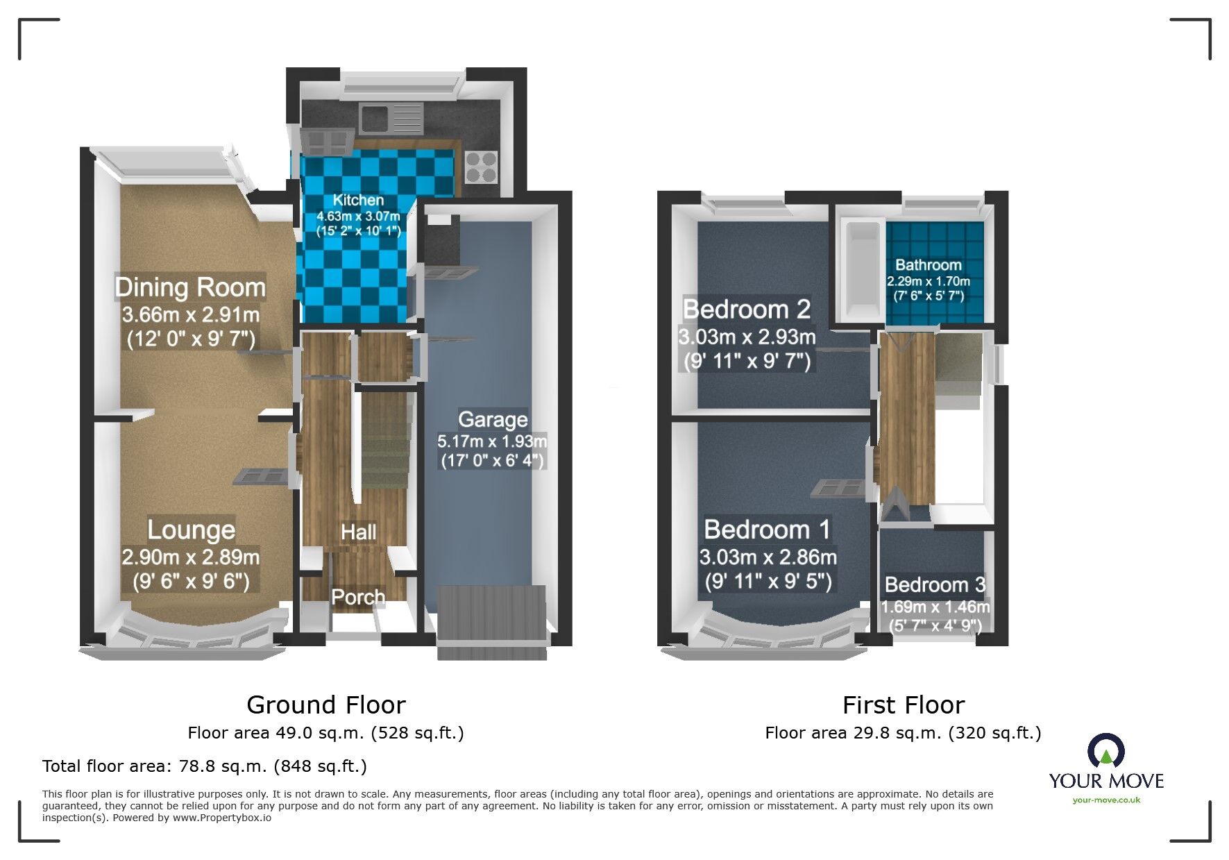 Floorplan of 3 bedroom Semi Detached House for sale, Corser Street, Dudley, West Midlands, DY1