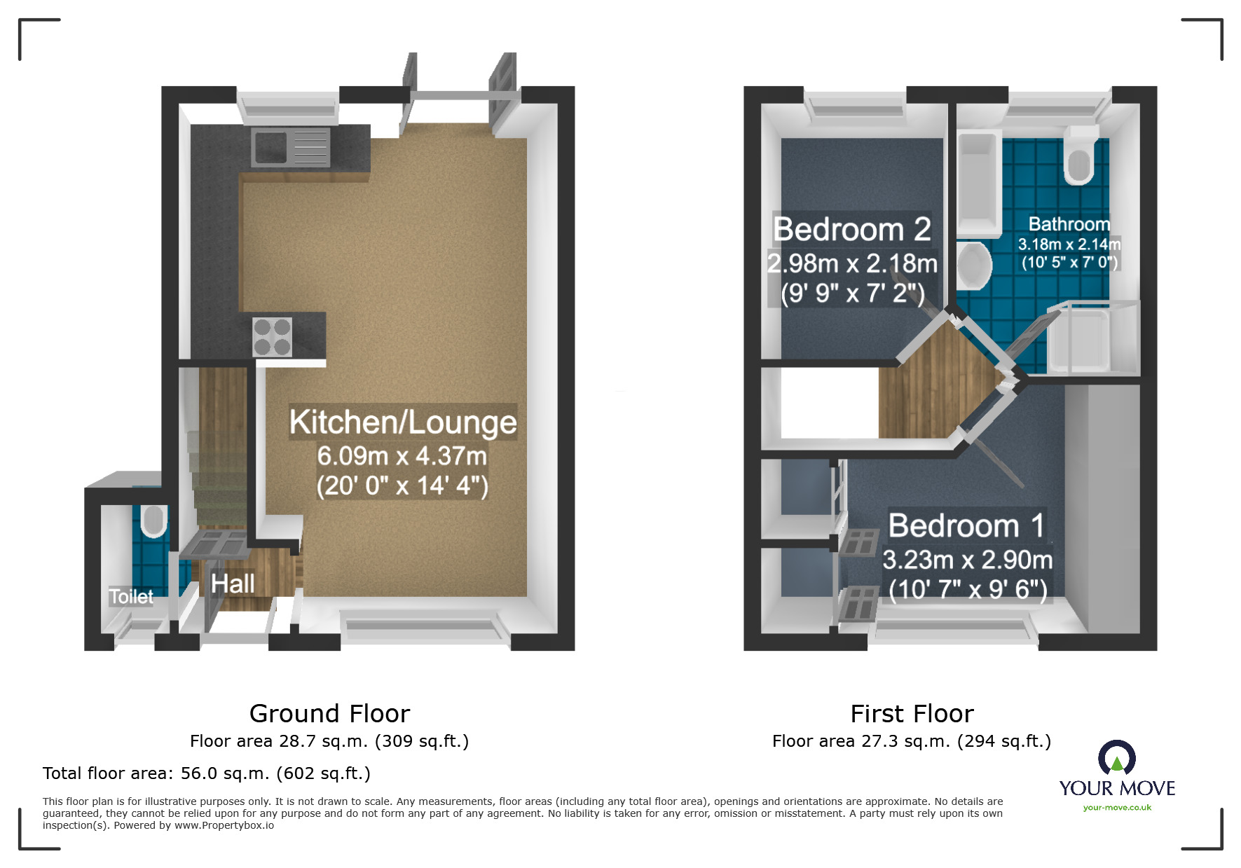 Floorplan of 2 bedroom Semi Detached House for sale, Lower Green, Tipton, West Midlands, DY4