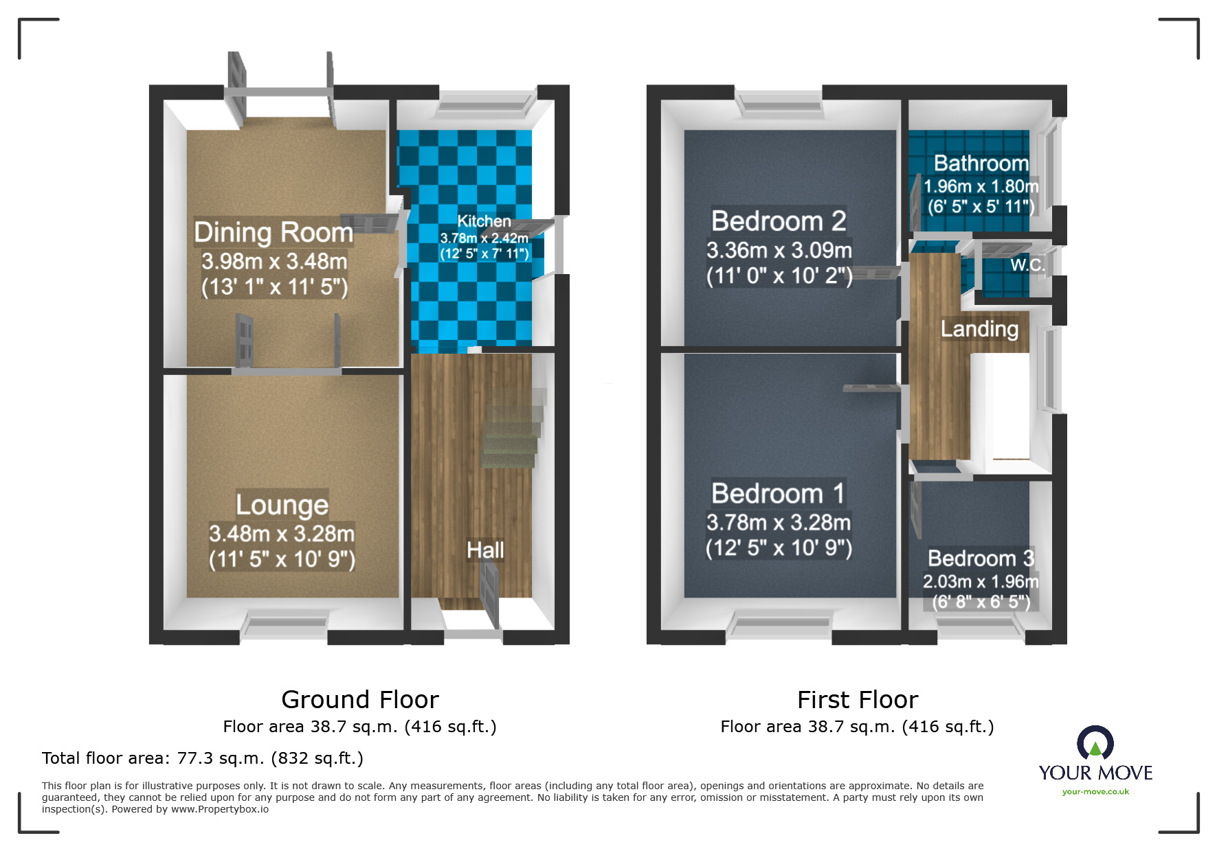 Floorplan of 3 bedroom Semi Detached House for sale, Russells Hall Road, Dudley, West Midlands, DY1