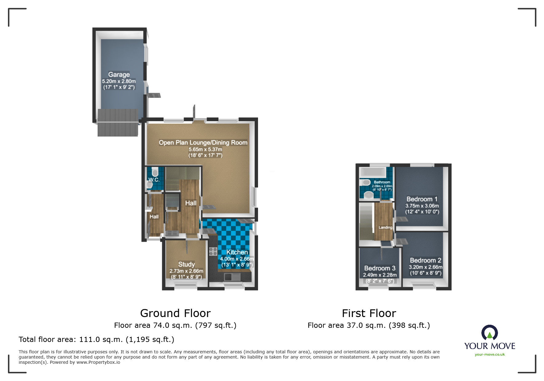 Floorplan of 3 bedroom Link Detached House for sale, Compton Drive, Dudley, West Midlands, DY2