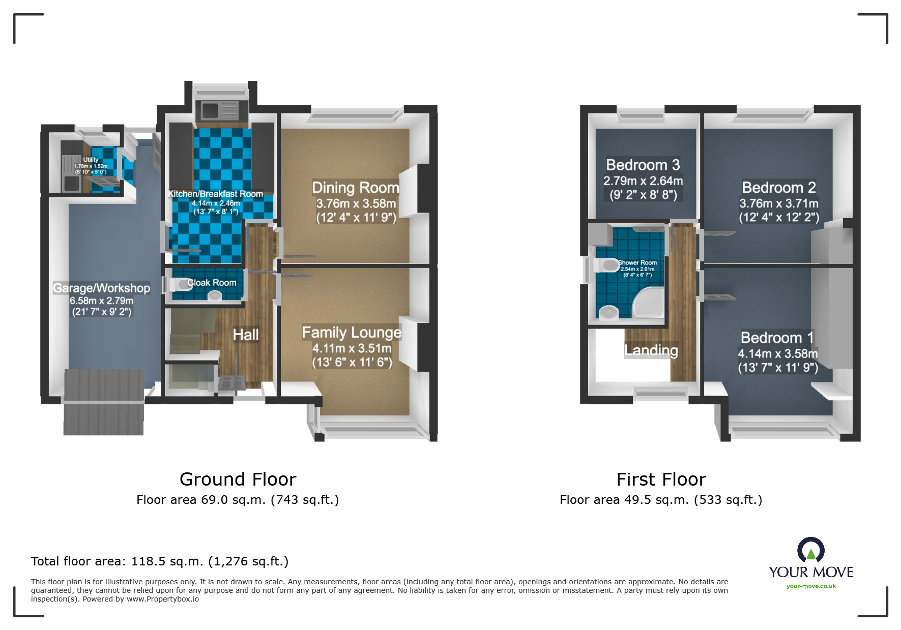 Floorplan of 3 bedroom Semi Detached House for sale, Kidderminster Road, Kingswinford, West Midlands, DY6