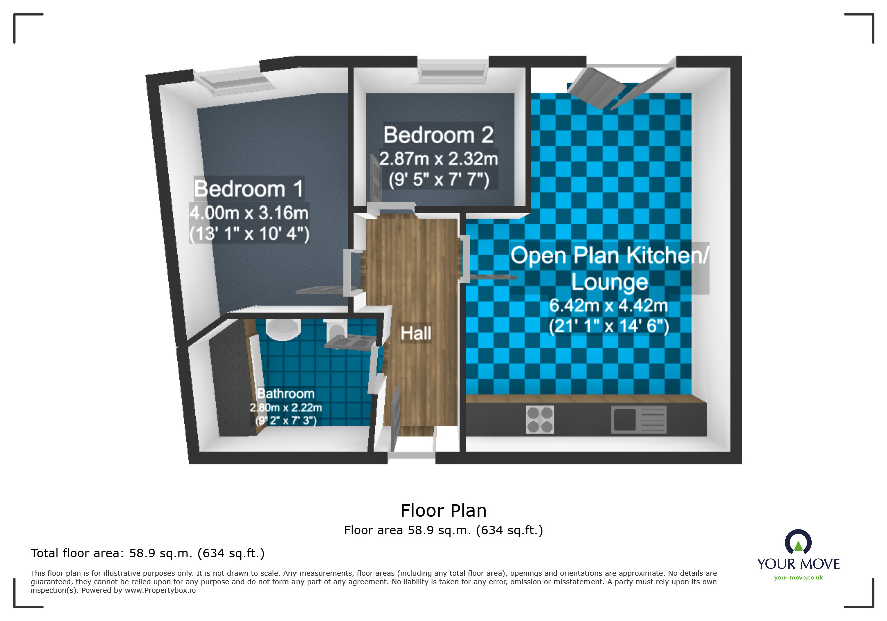 Floorplan of 2 bedroom Flat for sale, Heron House, Bell Street, Sandwell,, DY4