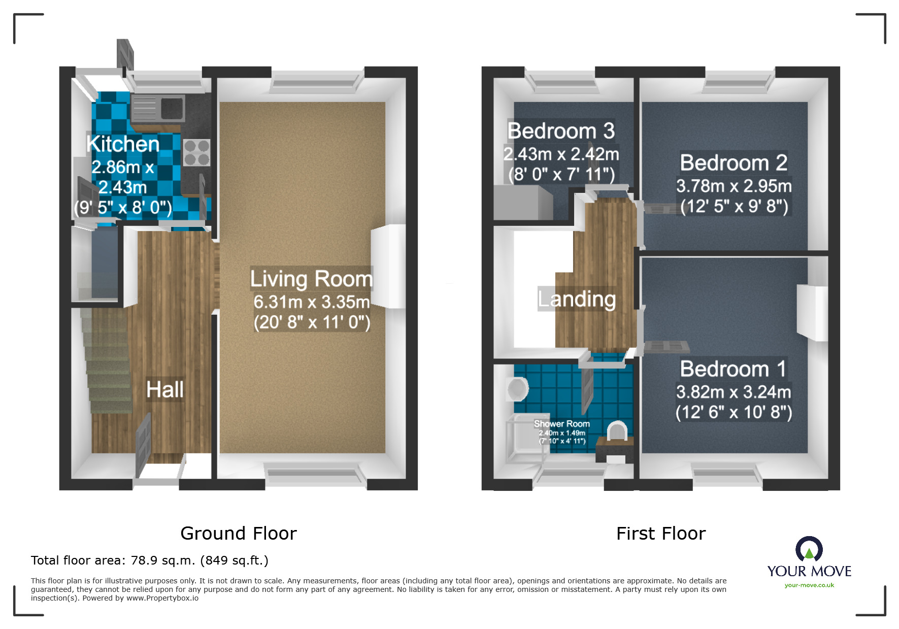 Floorplan of 3 bedroom Semi Detached House for sale, Eton Close, Woodsetton, West Midlands, DY3