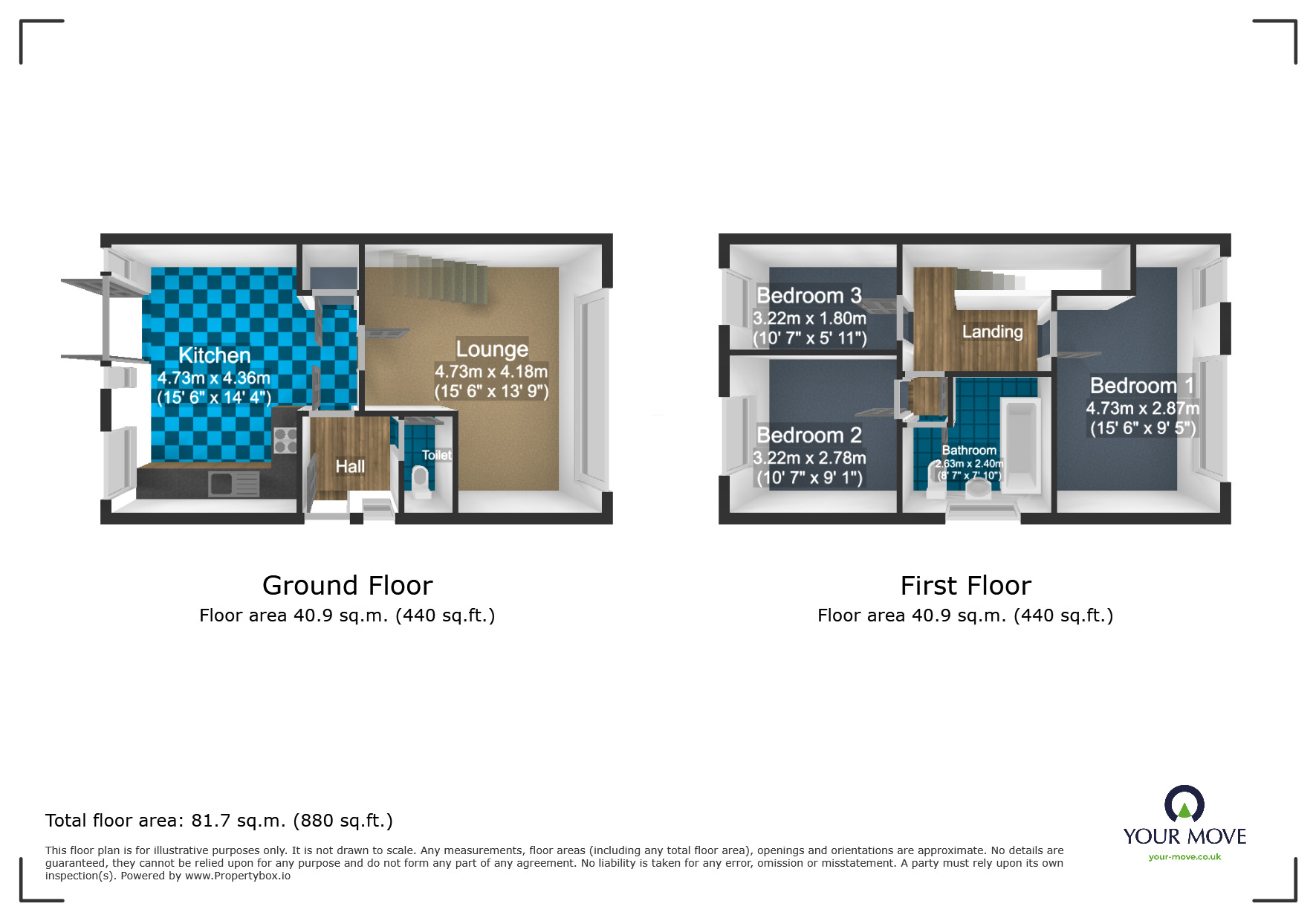 Floorplan of 3 bedroom Semi Detached House for sale, Osprey Drive, Dudley, West Midlands, DY1